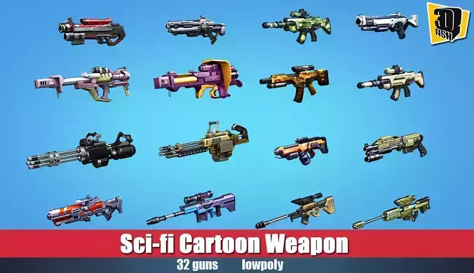 weapon pack vol03 Scifi cartoon weapon  Low-poly 3D model