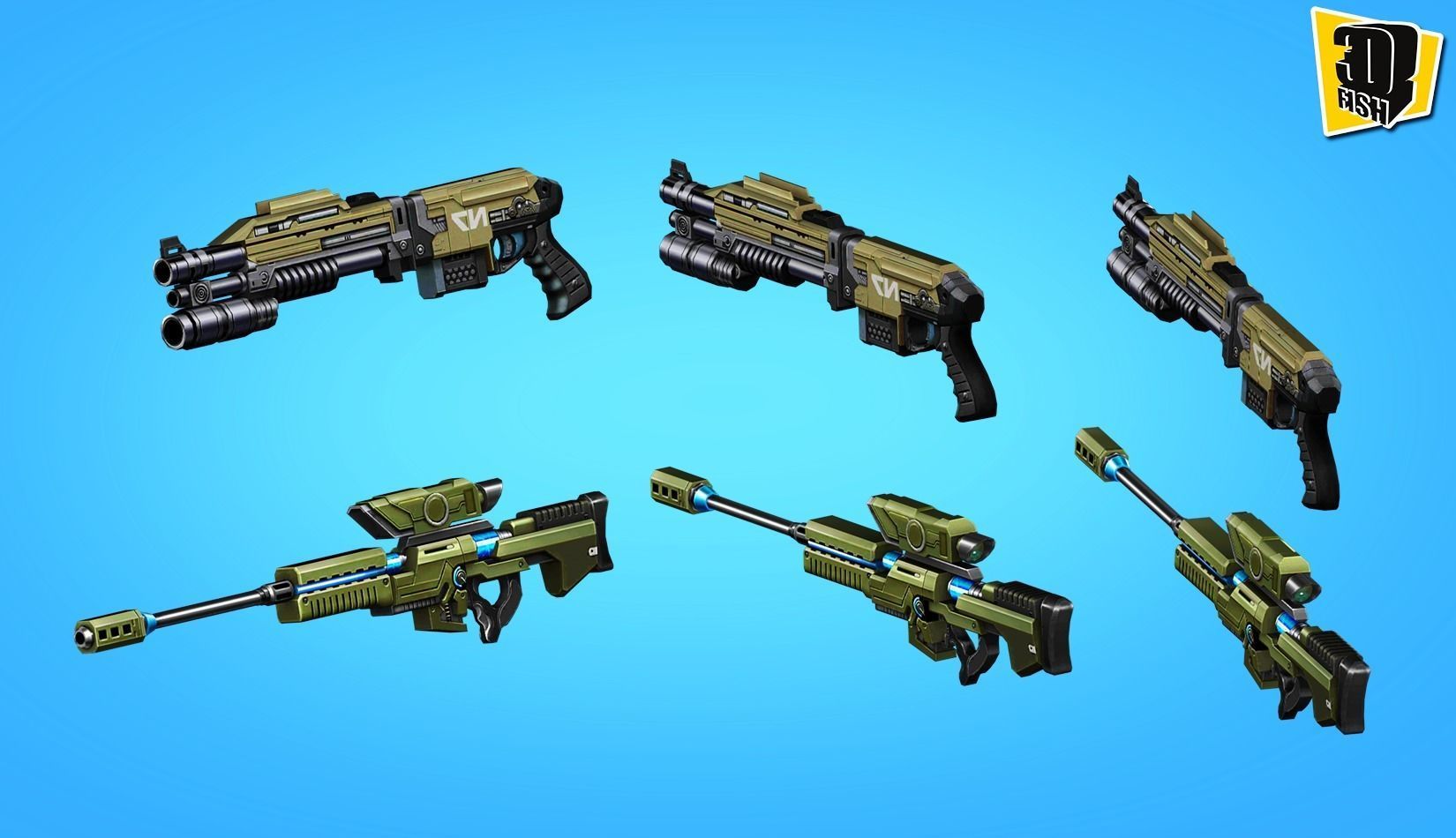 weapon pack vol03 Scifi cartoon weapon  Low-poly 3D model_13