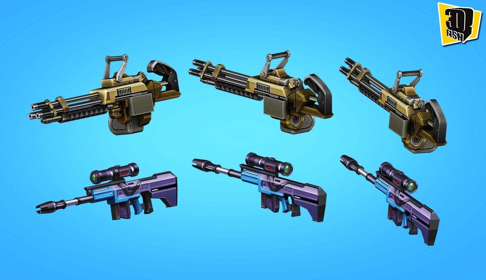 weapon pack vol03 Scifi cartoon weapon  Low-poly 3D model_9