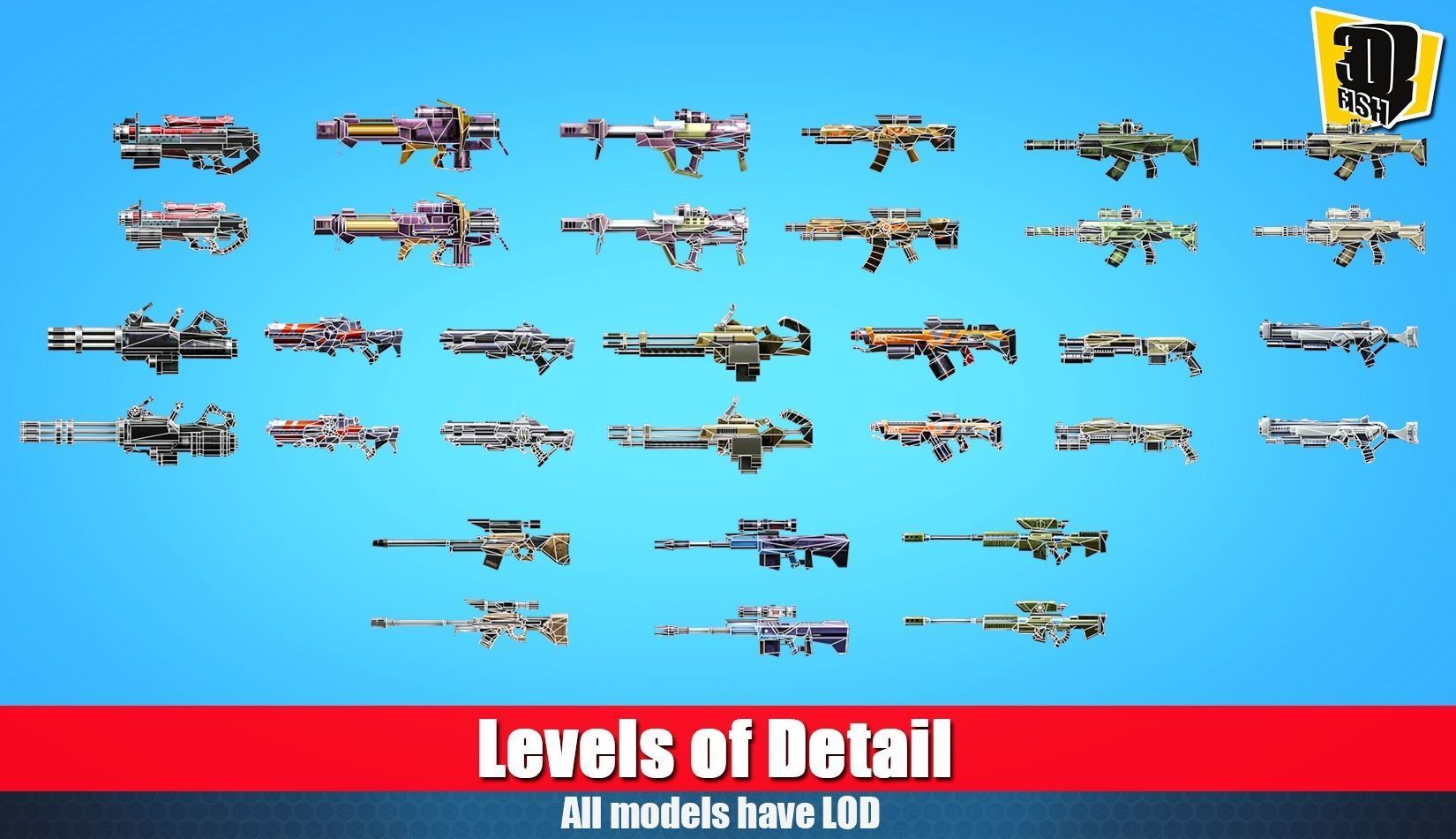 weapon pack vol03 Scifi cartoon weapon  Low-poly 3D model_15