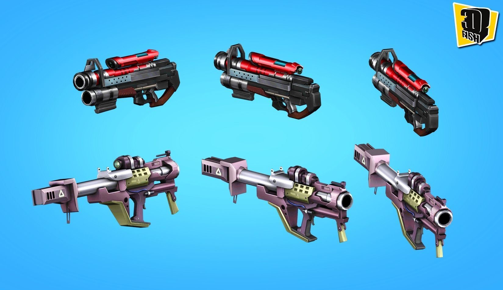 weapon pack vol03 Scifi cartoon weapon  Low-poly 3D model_6