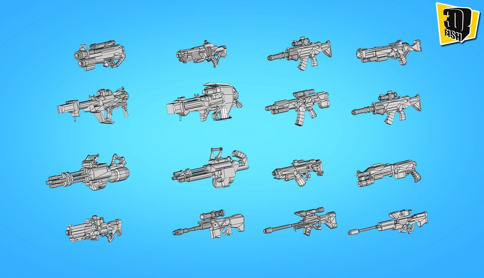 weapon pack vol03 Scifi cartoon weapon  Low-poly 3D model_19