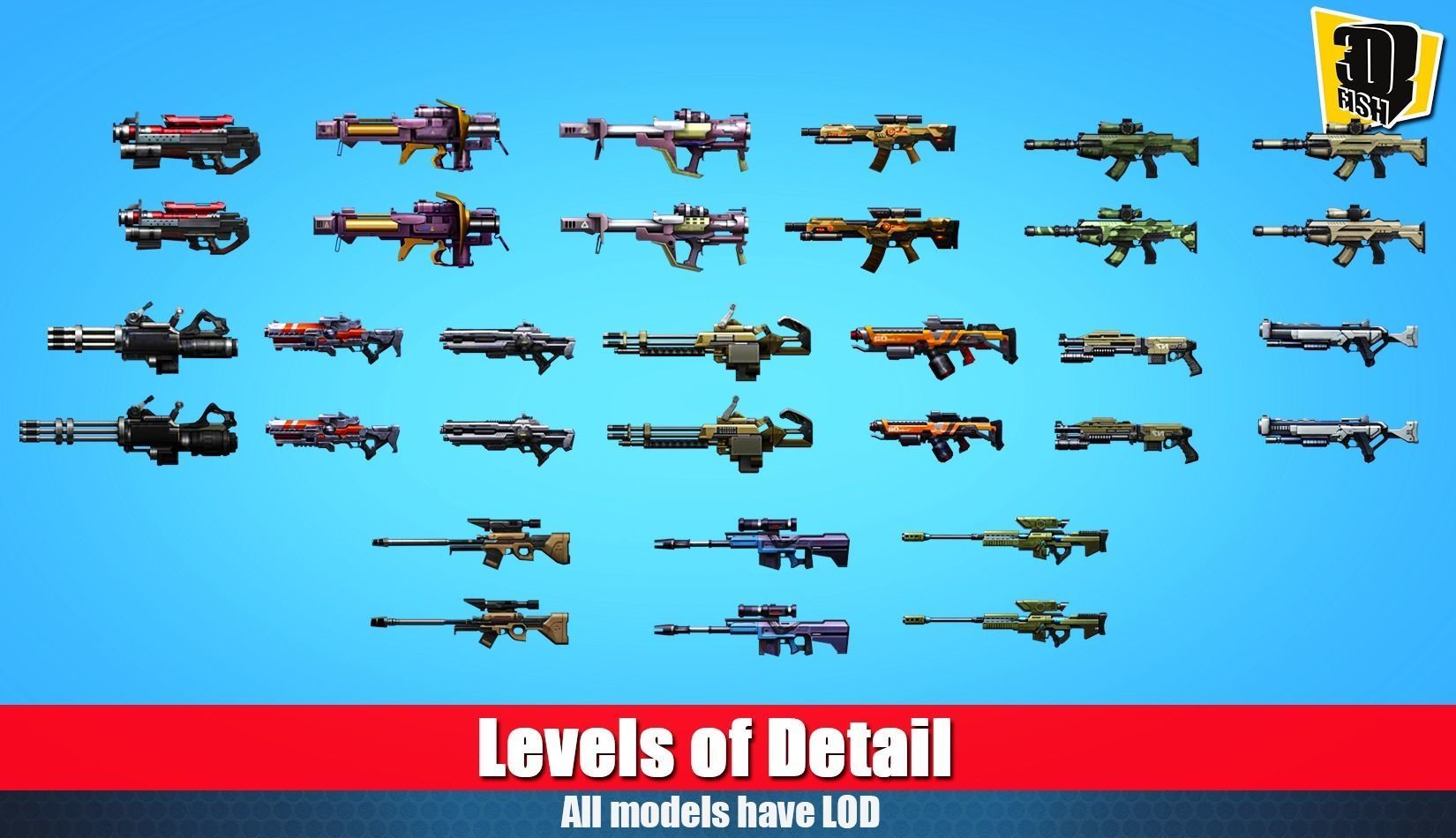 weapon pack vol03 Scifi cartoon weapon  Low-poly 3D model_14