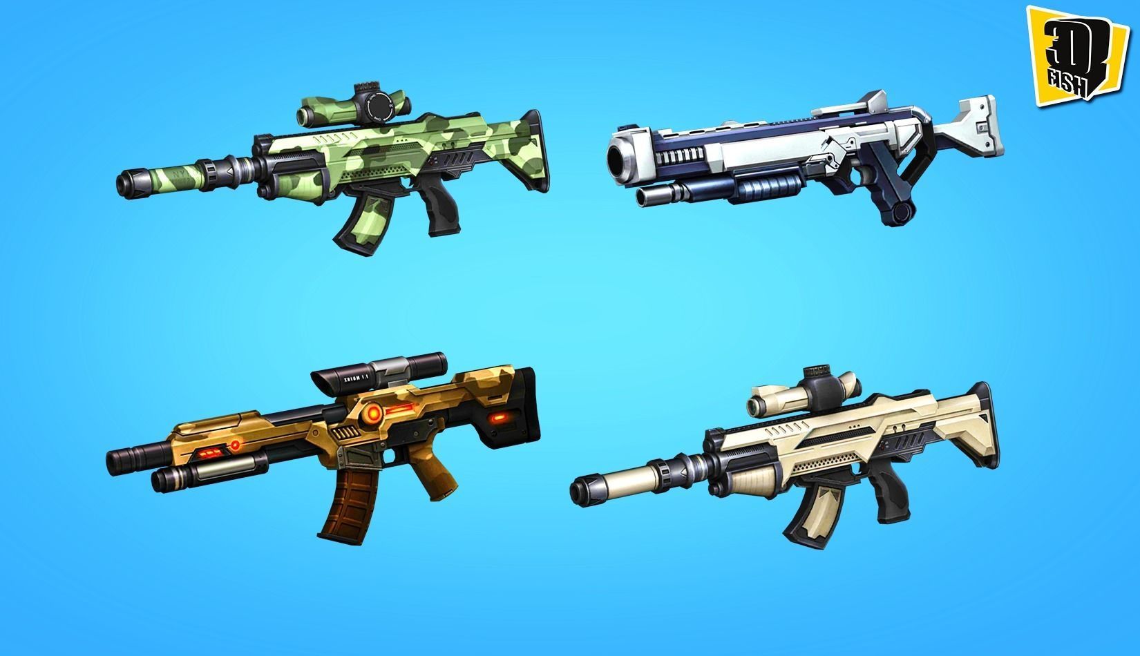 weapon pack vol03 Scifi cartoon weapon  Low-poly 3D model_3