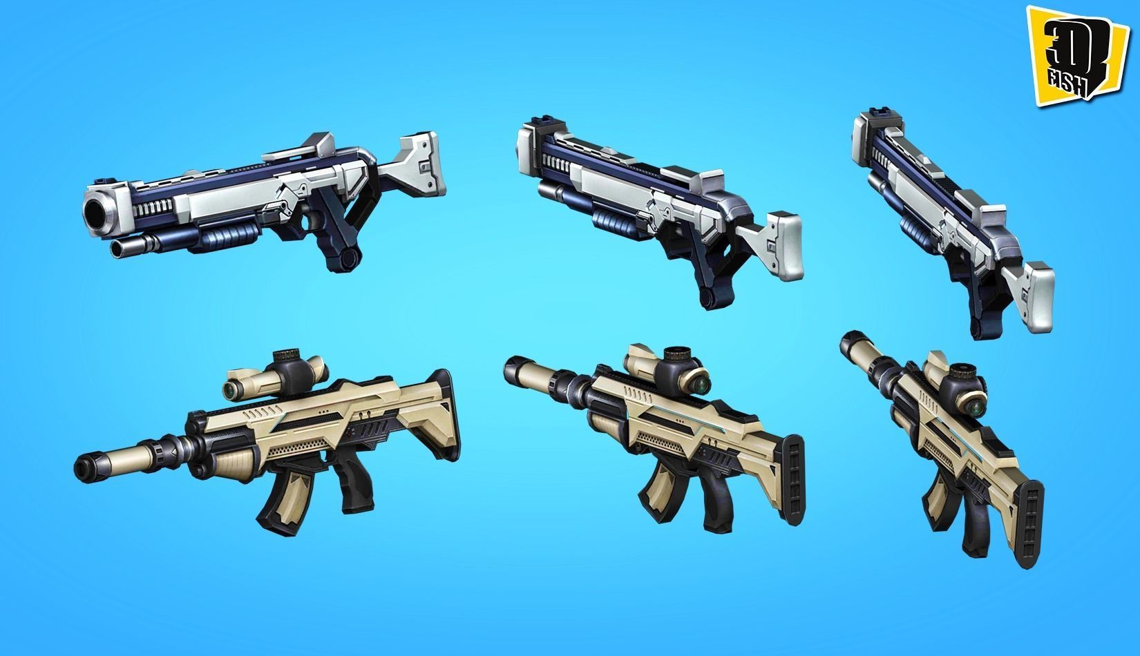 weapon pack vol03 Scifi cartoon weapon  Low-poly 3D model_12