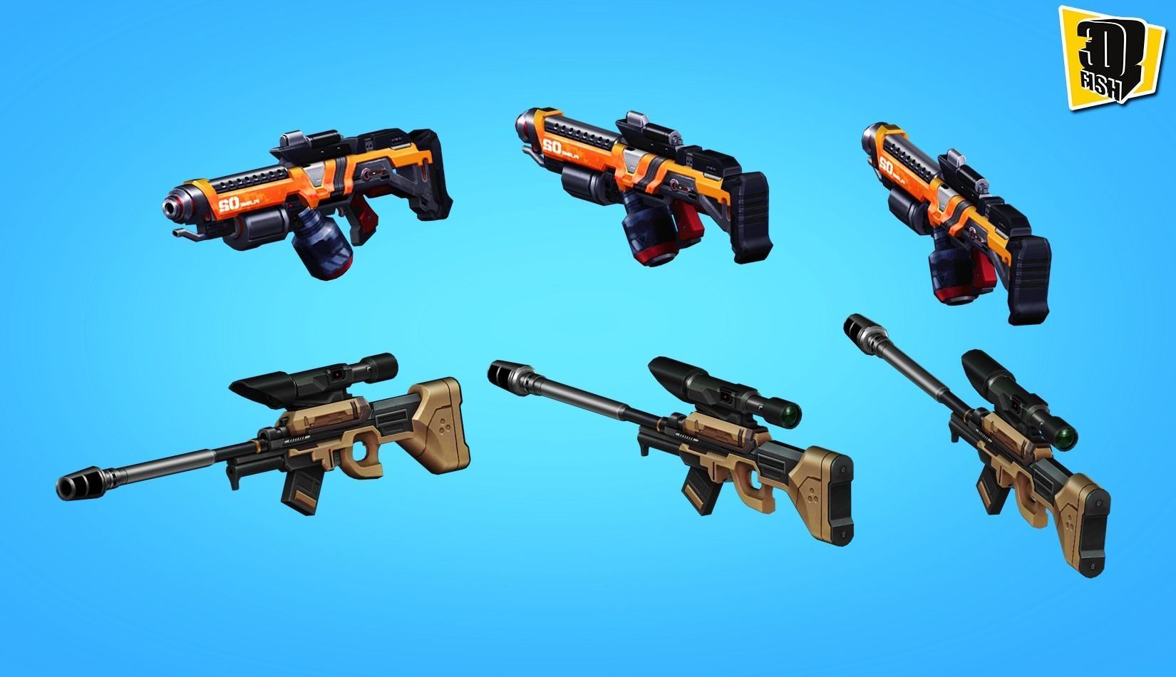 weapon pack vol03 Scifi cartoon weapon  Low-poly 3D model_11