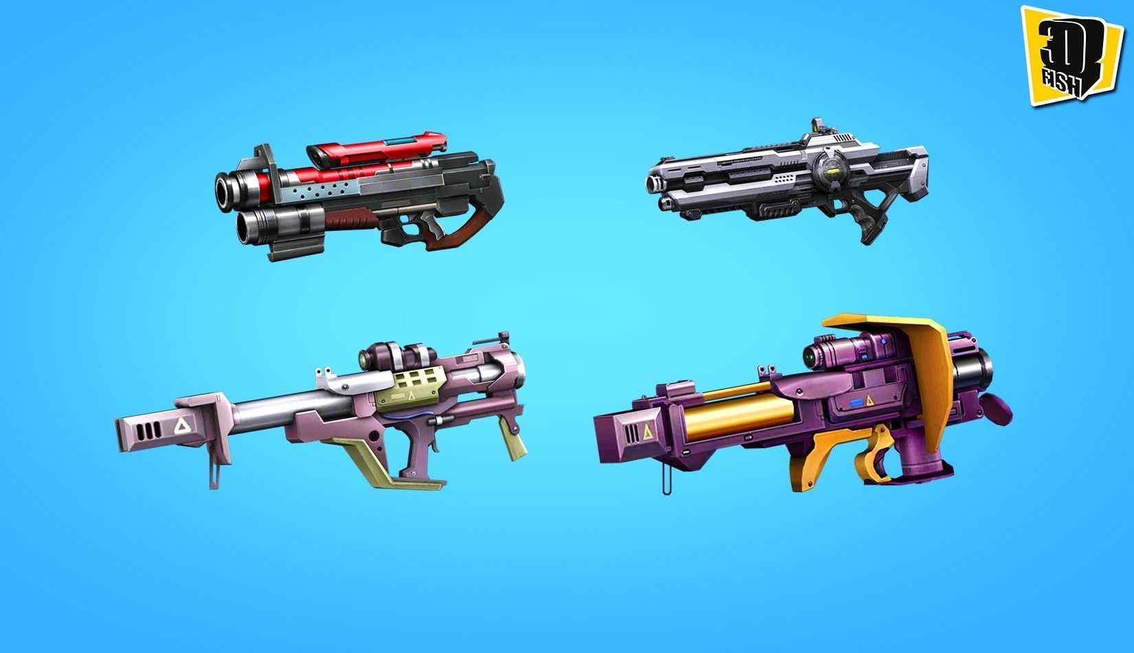 weapon pack vol03 Scifi cartoon weapon  Low-poly 3D model_2