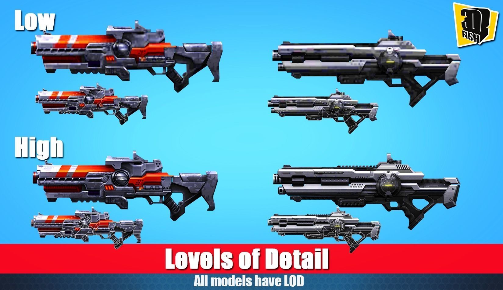 weapon pack vol03 Scifi cartoon weapon  Low-poly 3D model_16