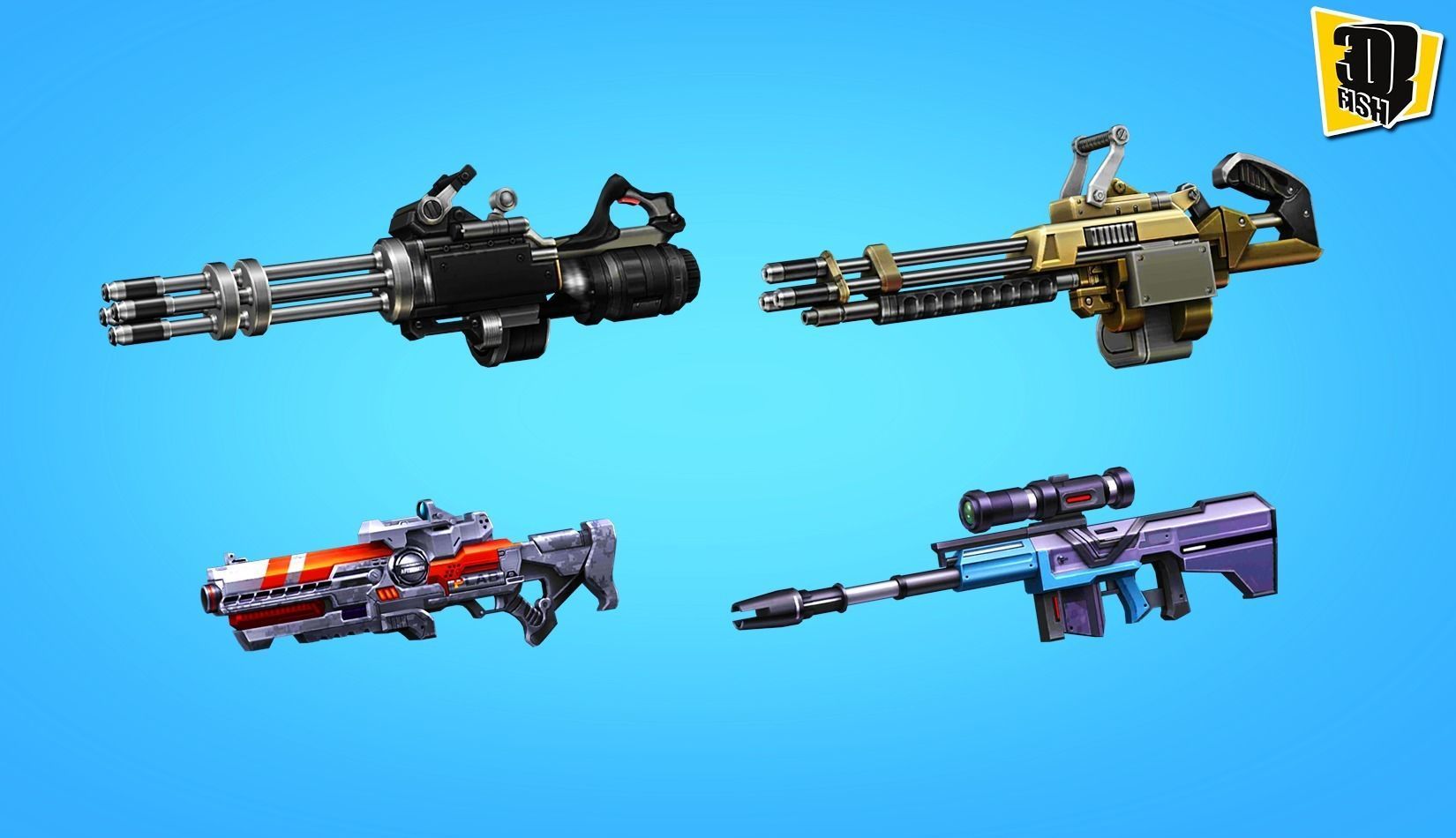 weapon pack vol03 Scifi cartoon weapon  Low-poly 3D model_4