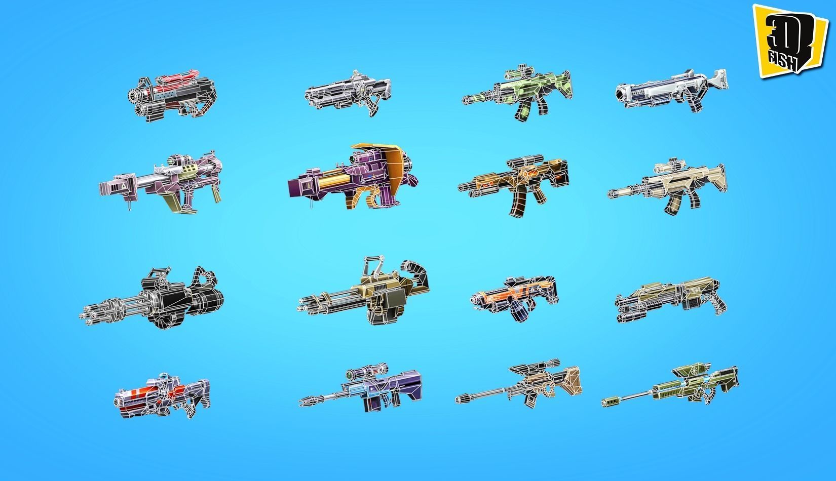 weapon pack vol03 Scifi cartoon weapon  Low-poly 3D model_18