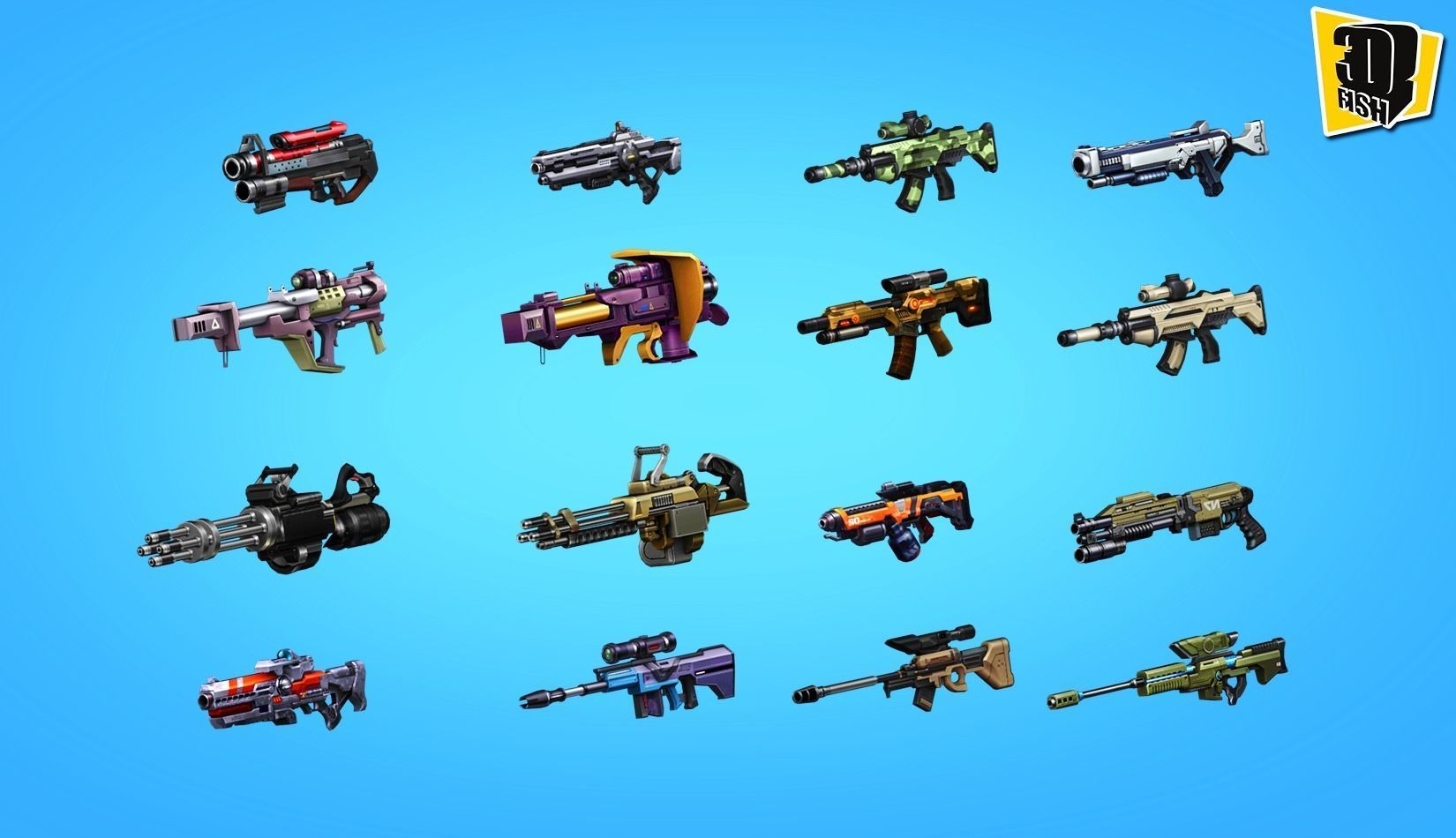 weapon pack vol03 Scifi cartoon weapon  Low-poly 3D model_17