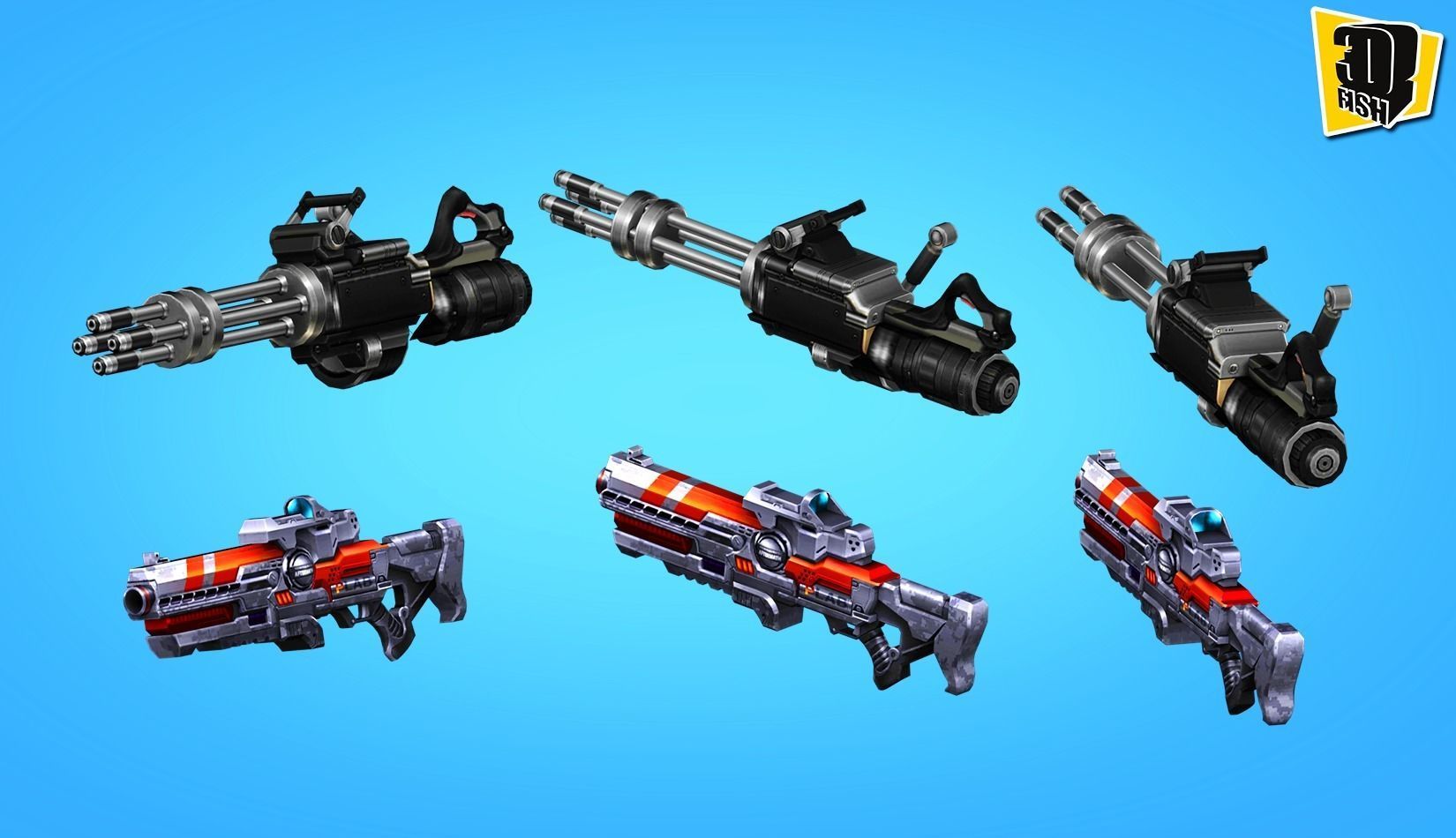 weapon pack vol03 Scifi cartoon weapon  Low-poly 3D model_7