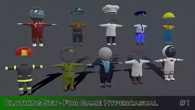 Clothing Set - Hypercasual Game - Stickman T-pose Low-poly 3D model