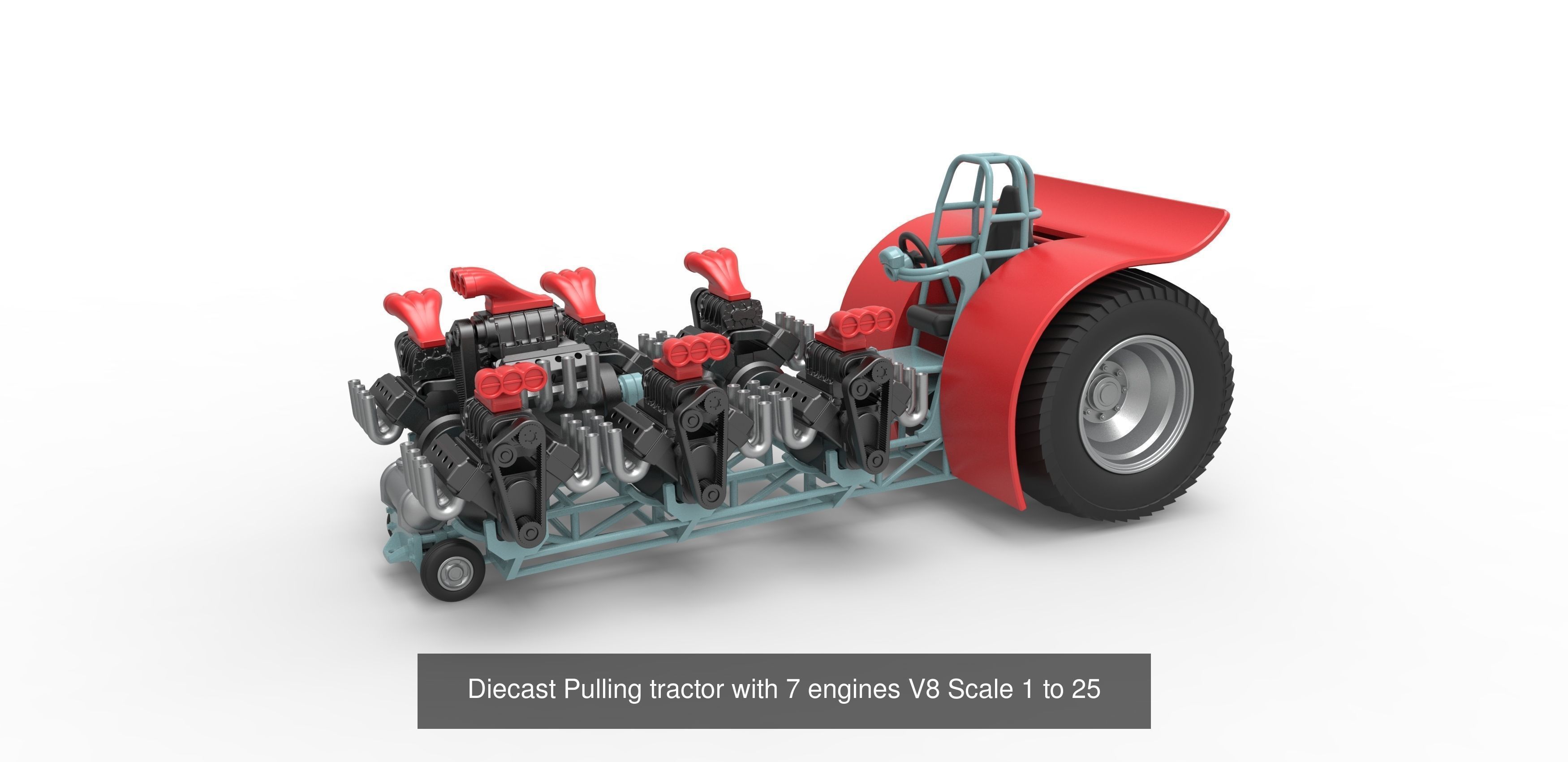 Pulling tractors Custom Set 3D Model Collection_8