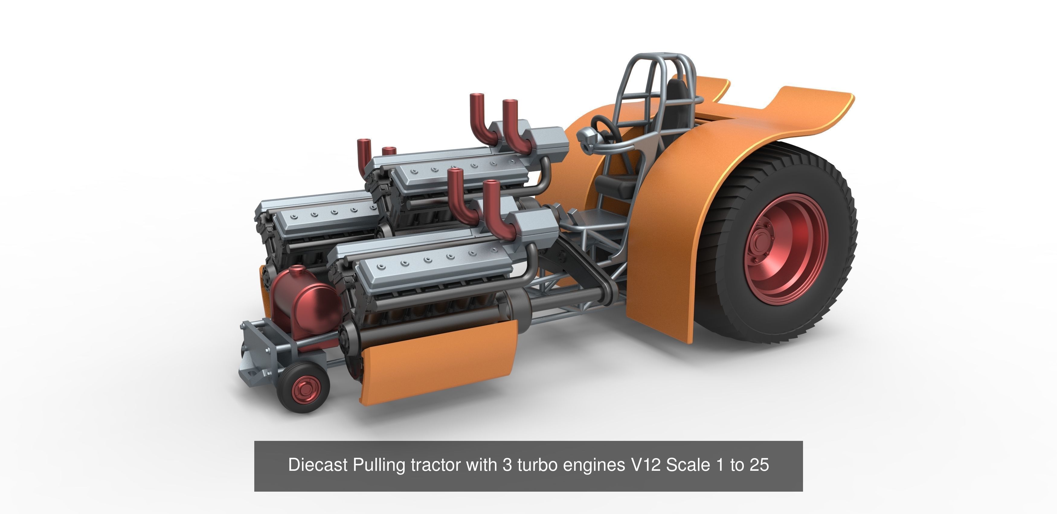 Pulling tractors Custom Set 3D Model Collection_6