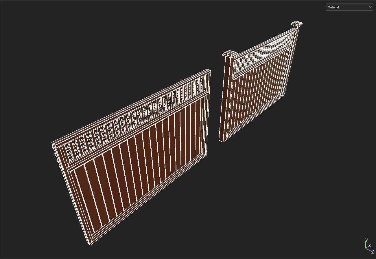Moduler Fence Low-poly 3D model_8