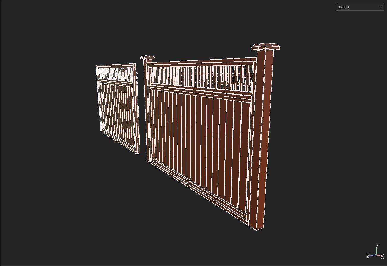 Moduler Fence Low-poly 3D model_6
