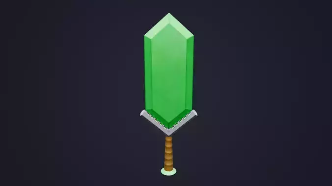 Stylized Emerald Sword Free low-poly 3D model