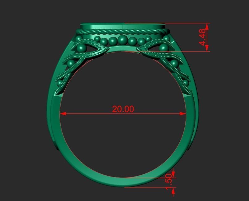 A MAN S RING WITH AN ORNAMENT 2 Printable Model 3D print model_2