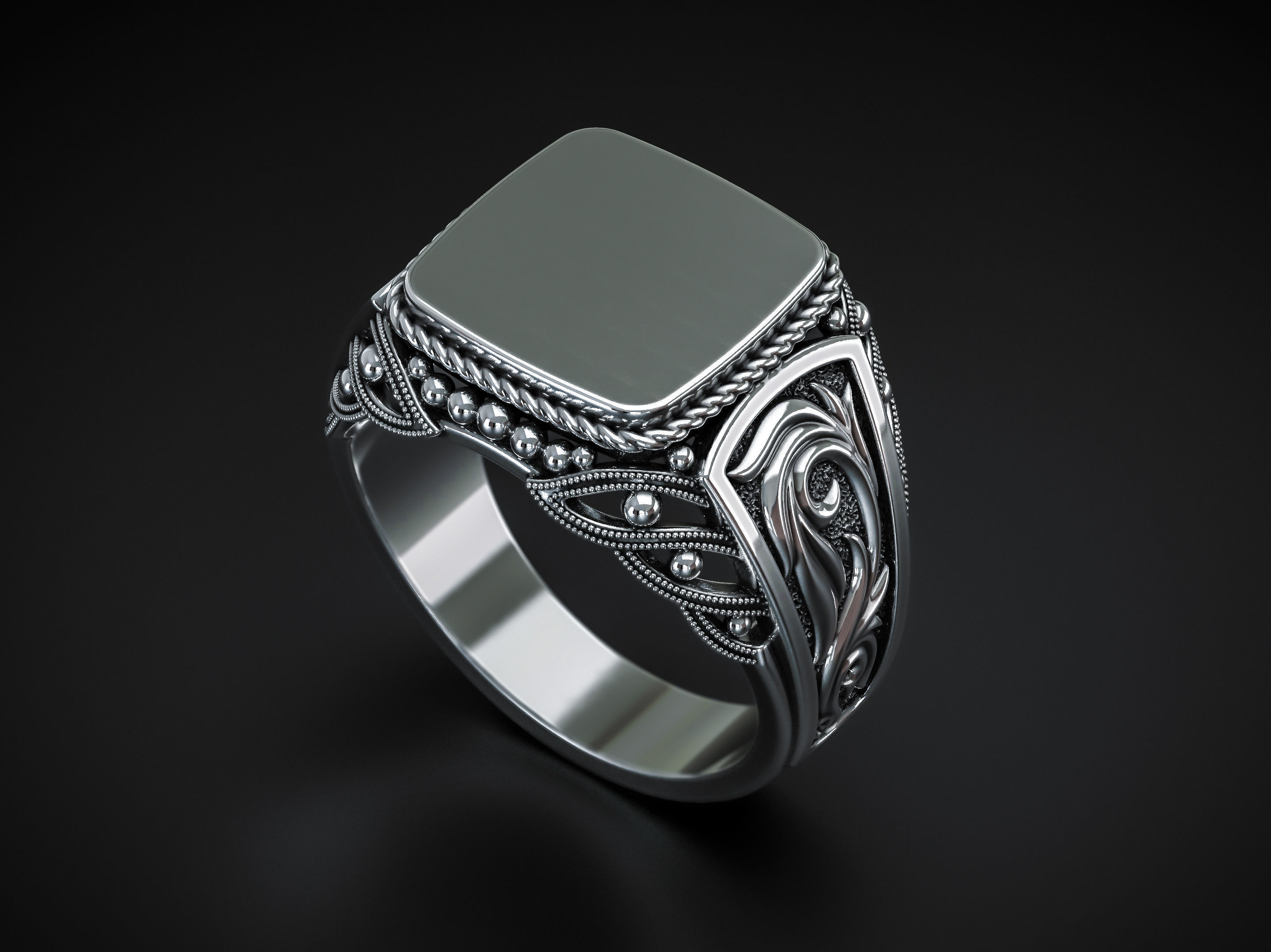 A MAN S RING WITH AN ORNAMENT 2 Printable Model 3D print model_1