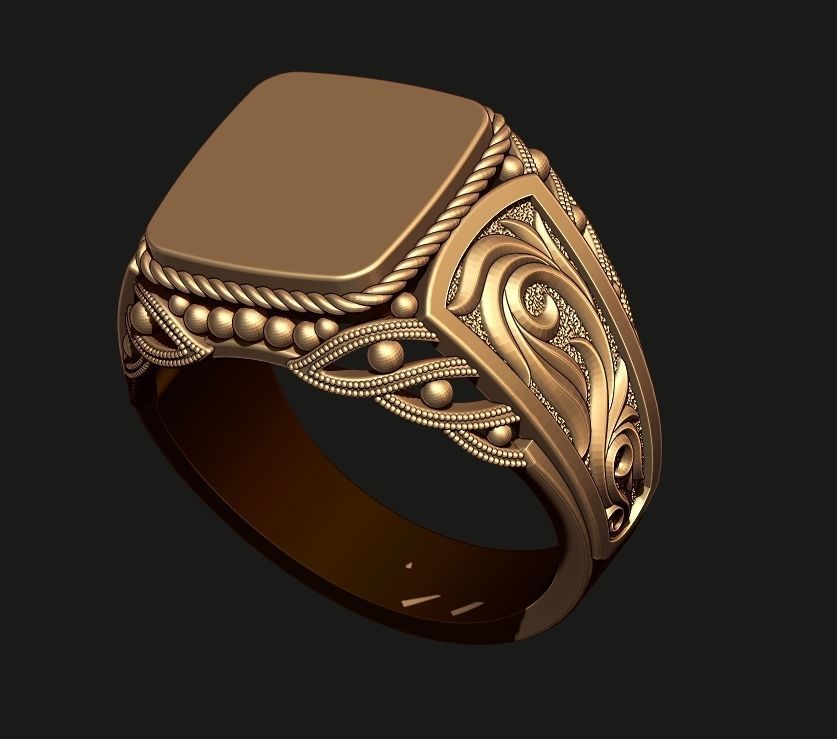 A MAN S RING WITH AN ORNAMENT 2 Printable Model 3D print model_9