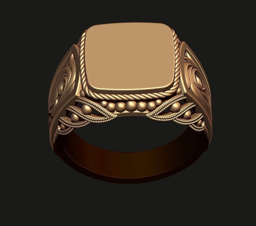 A MAN S RING WITH AN ORNAMENT 2 Printable Model 3D print model_8