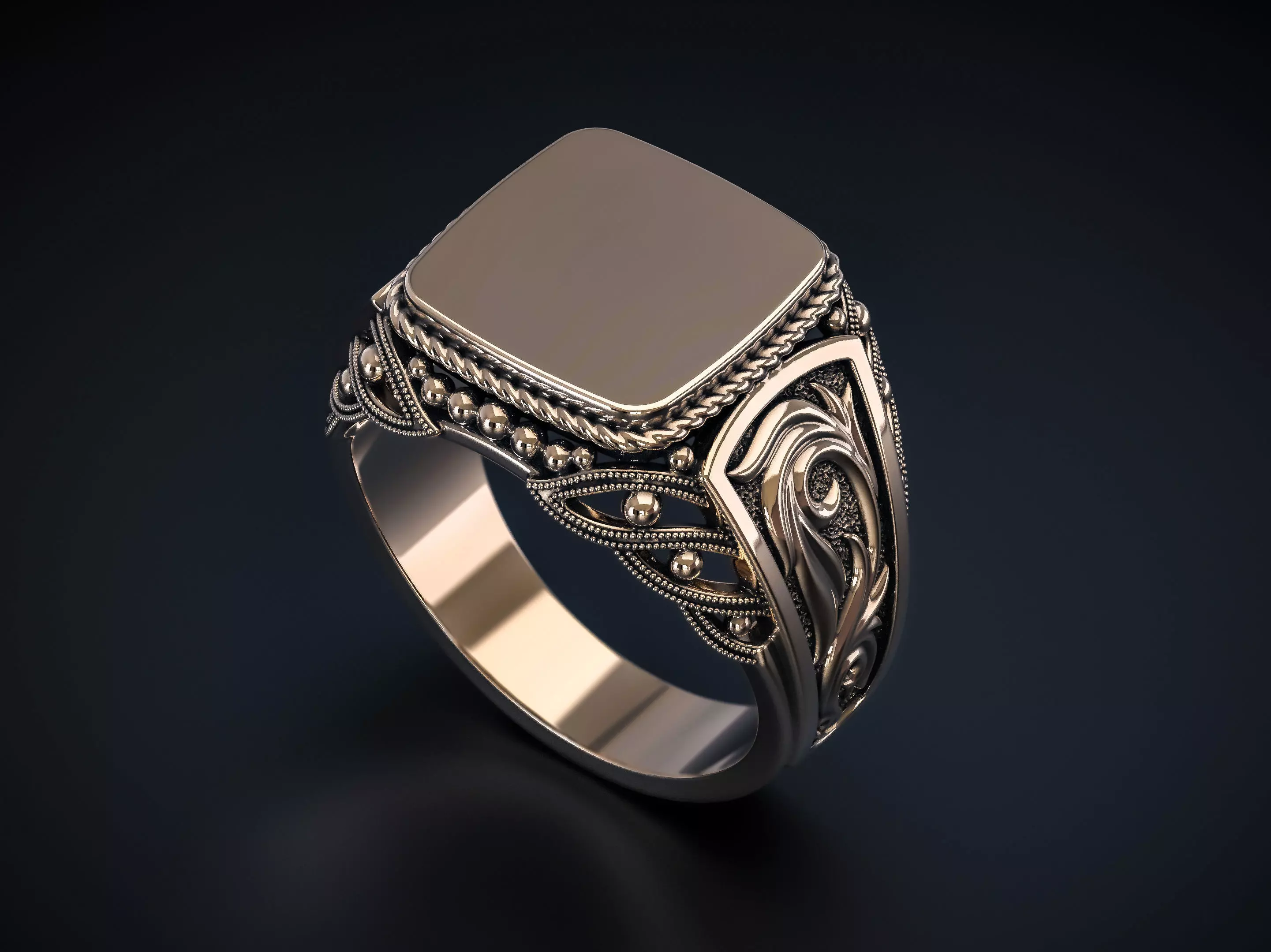 A MAN S RING WITH AN ORNAMENT 2 Printable Model 3D print model_0