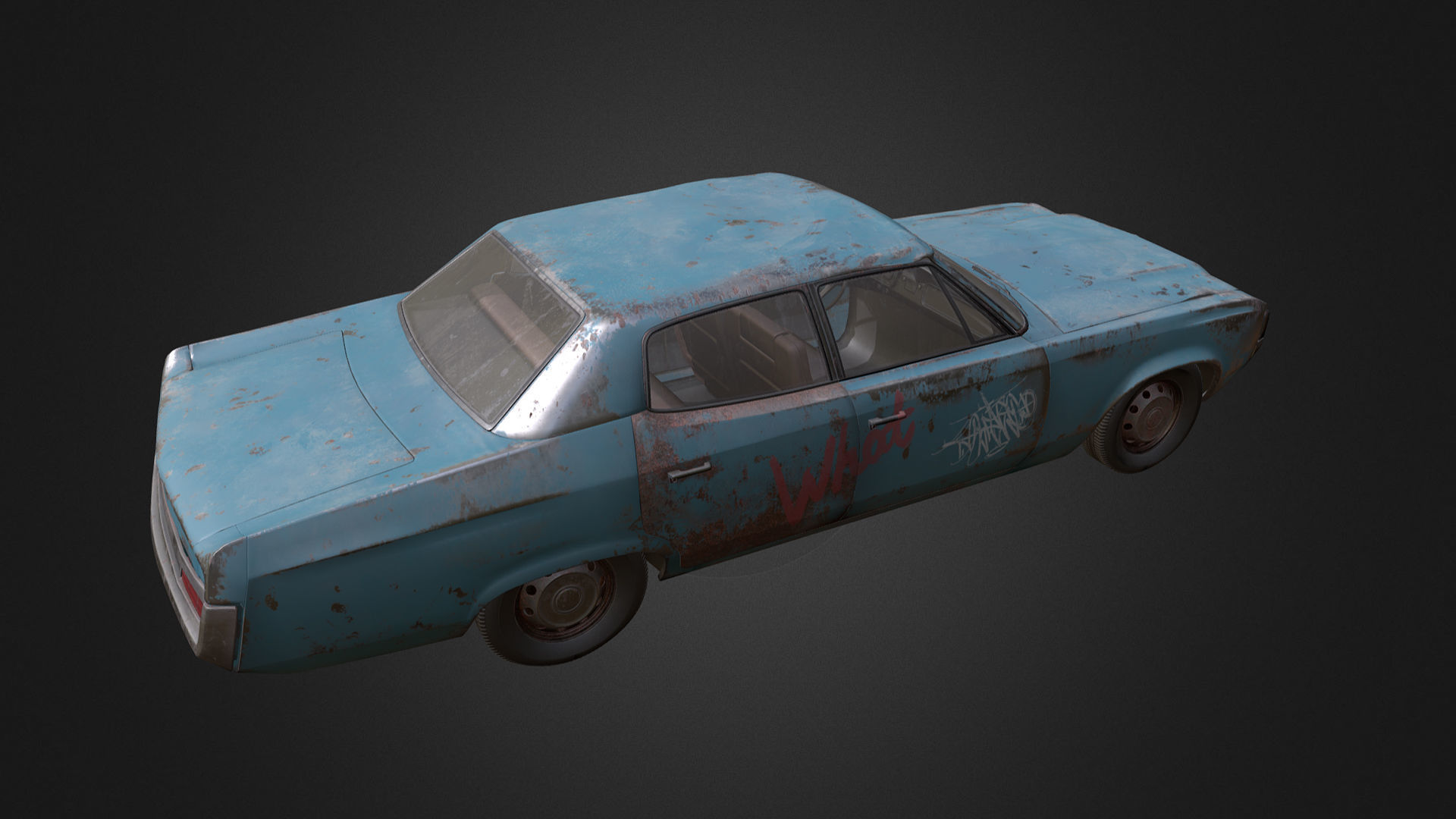 Rusty Car 1 Low-poly 3D model_3
