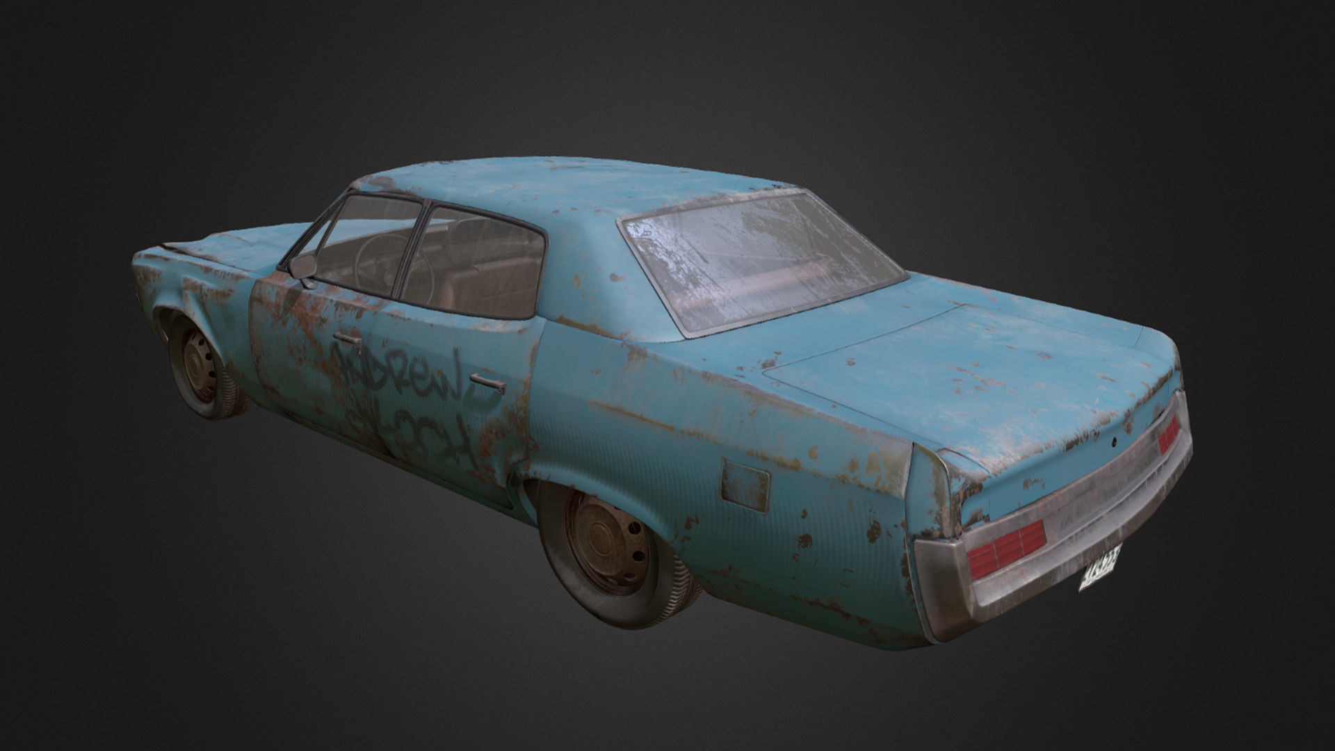 Rusty Car 1 Low-poly 3D model_2