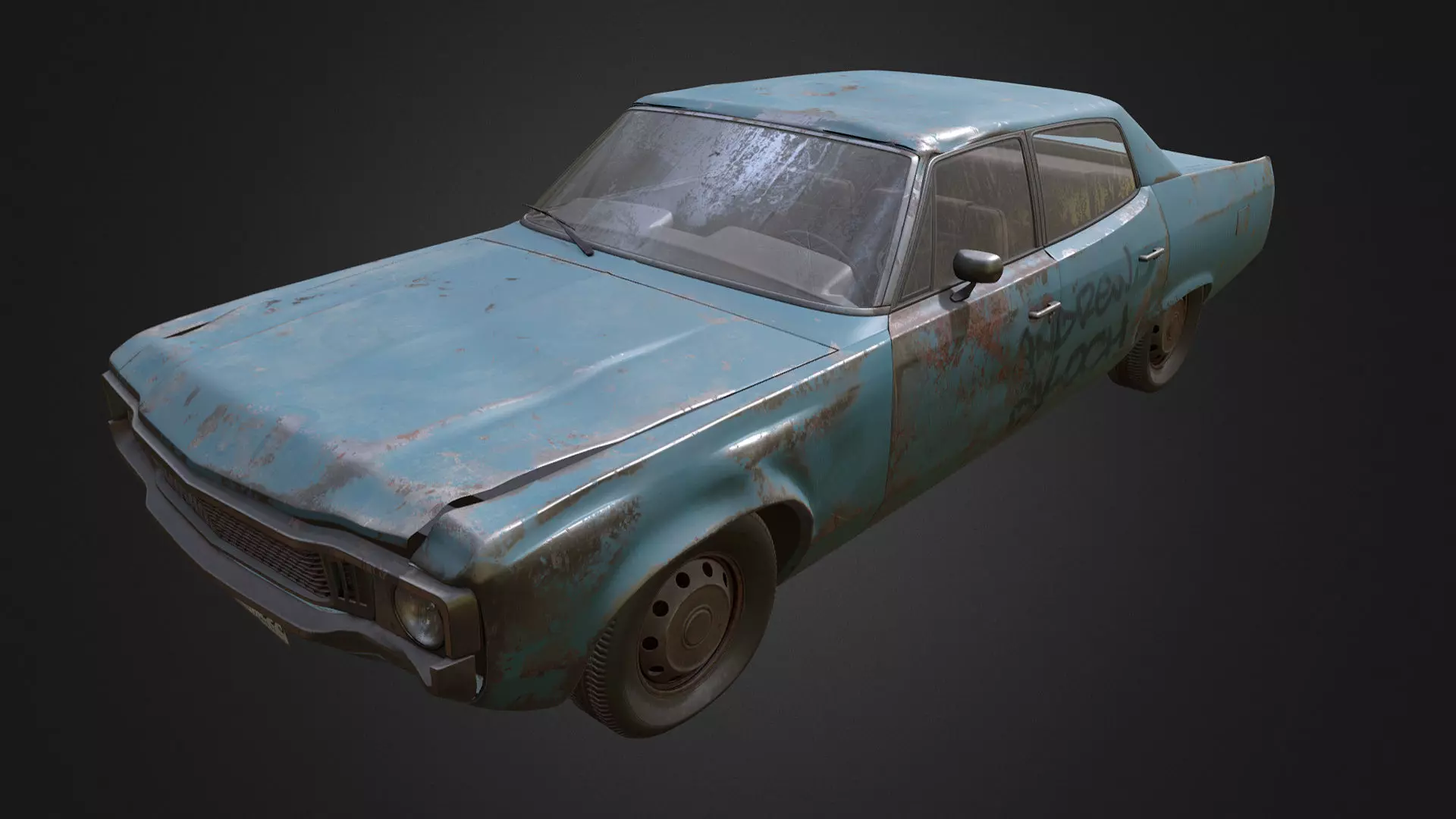 Rusty Car 1 Low-poly 3D model_0
