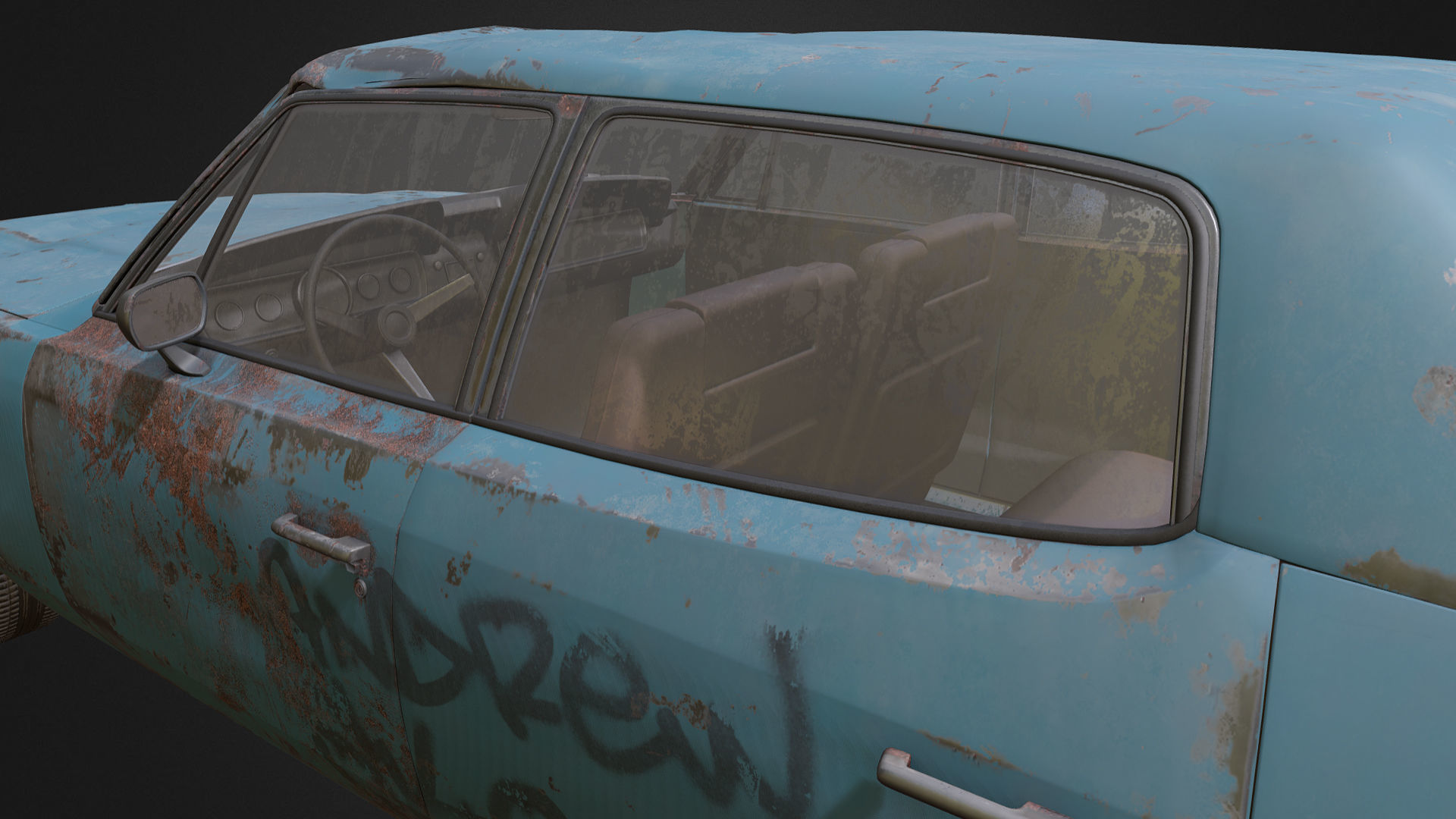 Rusty Car 1 Low-poly 3D model_4