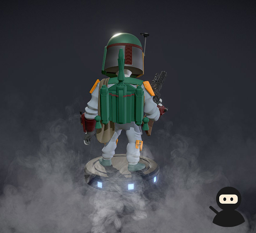 Boba Fett Cartoon  3D model_3