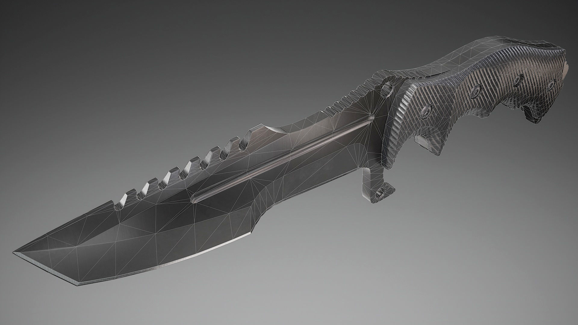 Tactical Combat Knife Low-poly 3D model_13
