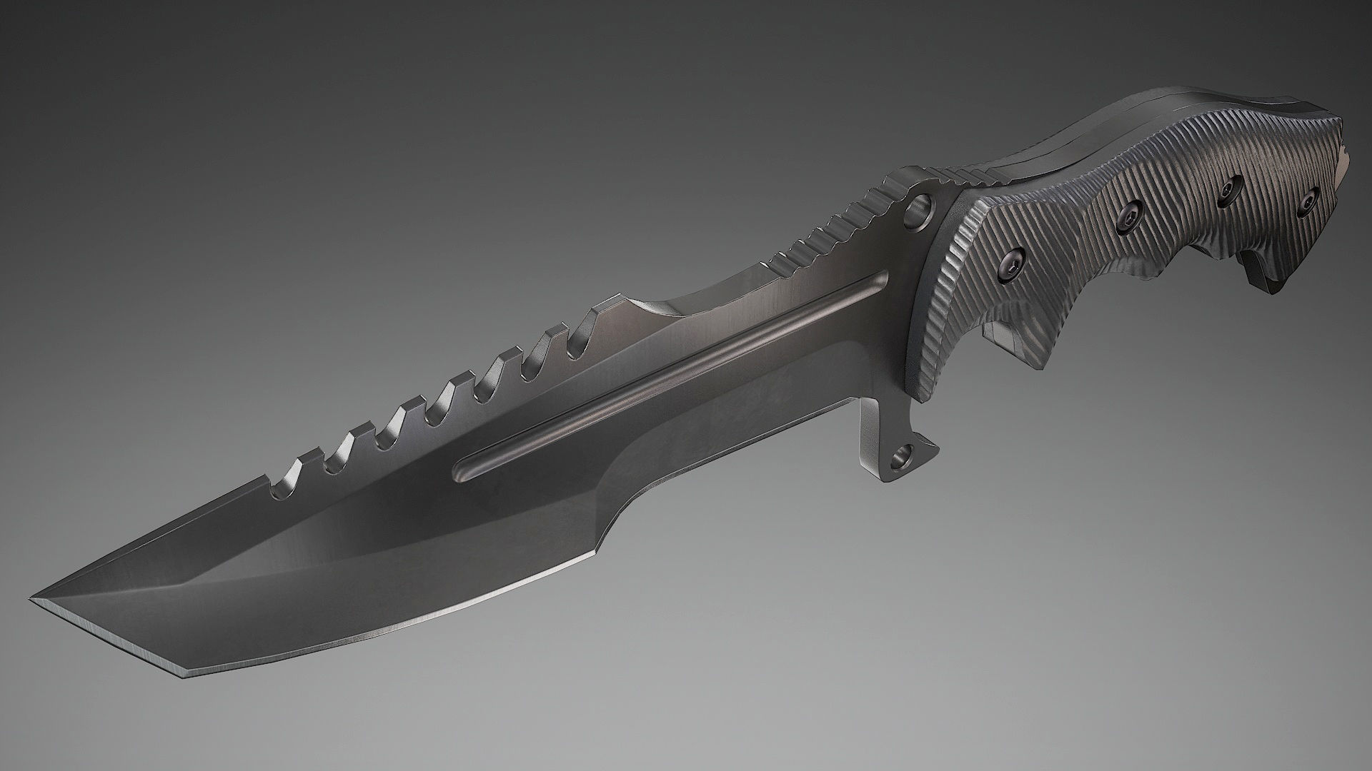 Tactical Combat Knife Low-poly 3D model_2