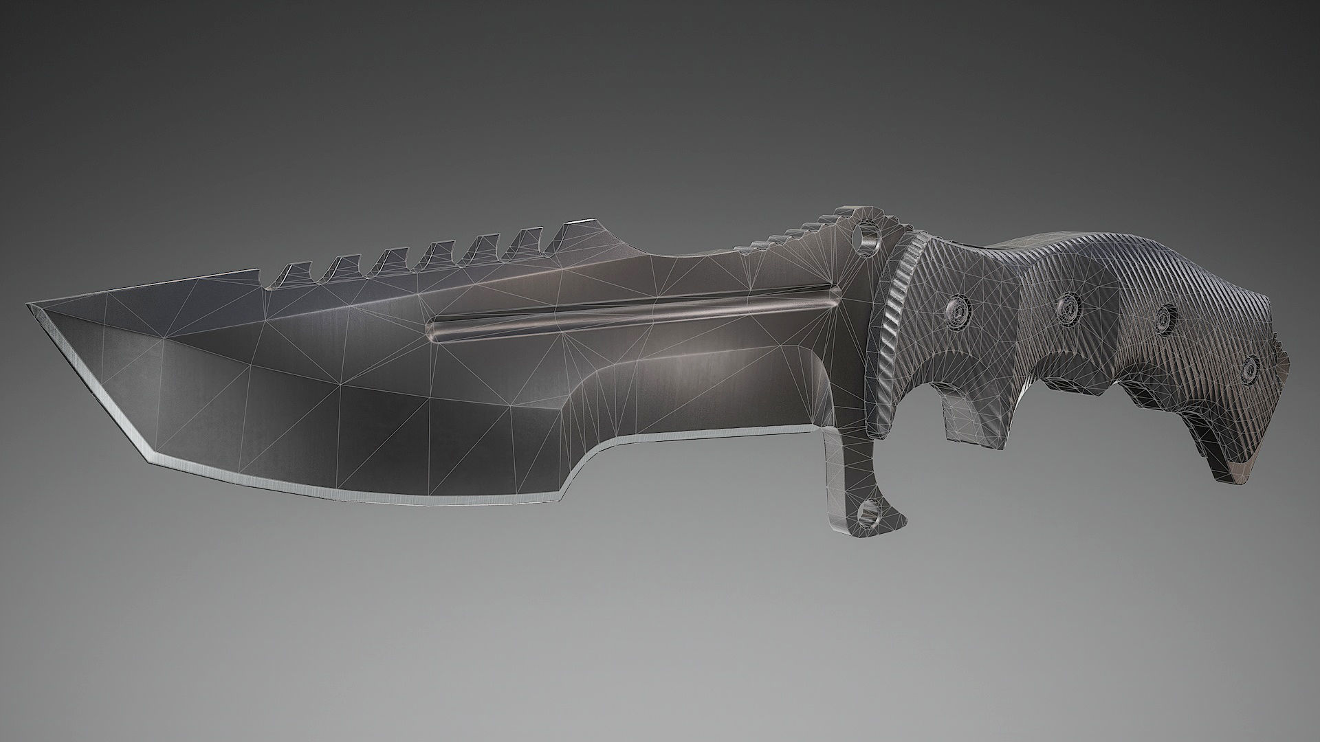 Tactical Combat Knife Low-poly 3D model_12