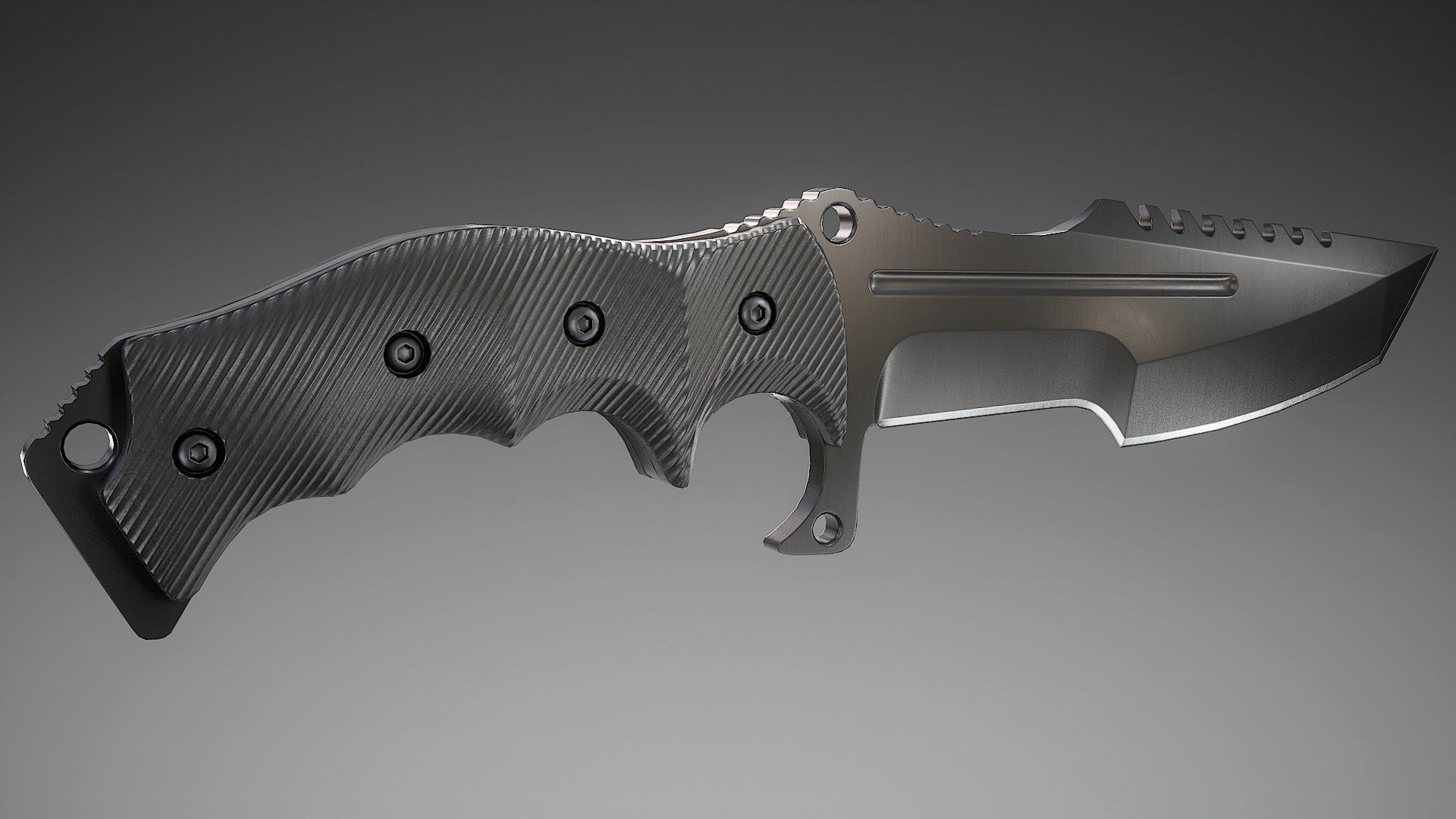 Tactical Combat Knife Low-poly 3D model_5