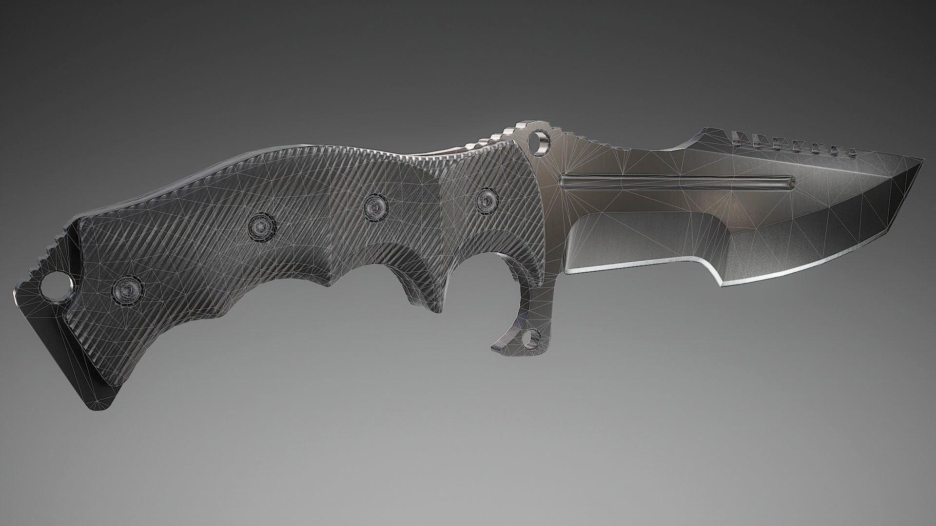 Tactical Combat Knife Low-poly 3D model_14