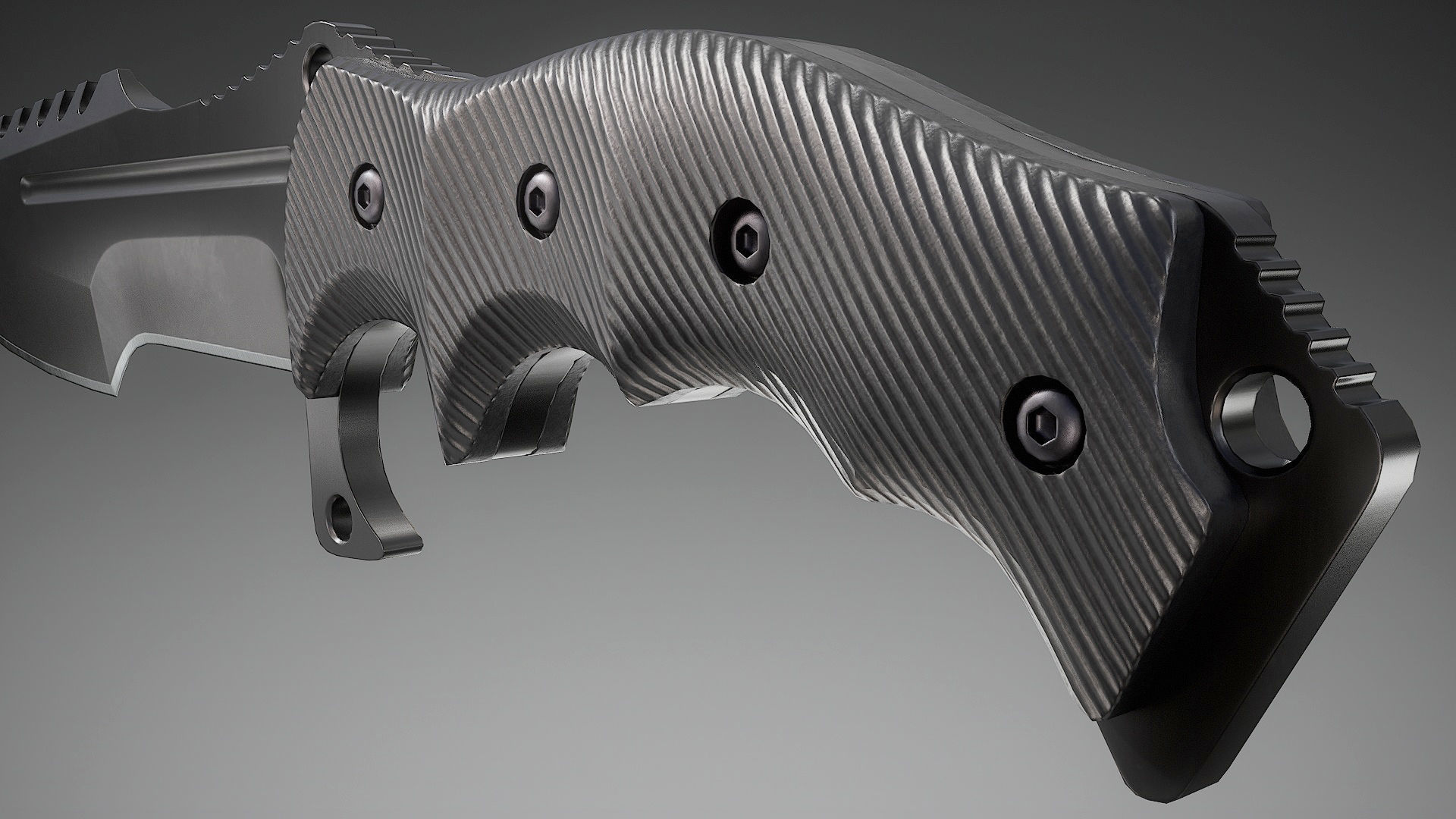 Tactical Combat Knife Low-poly 3D model_7