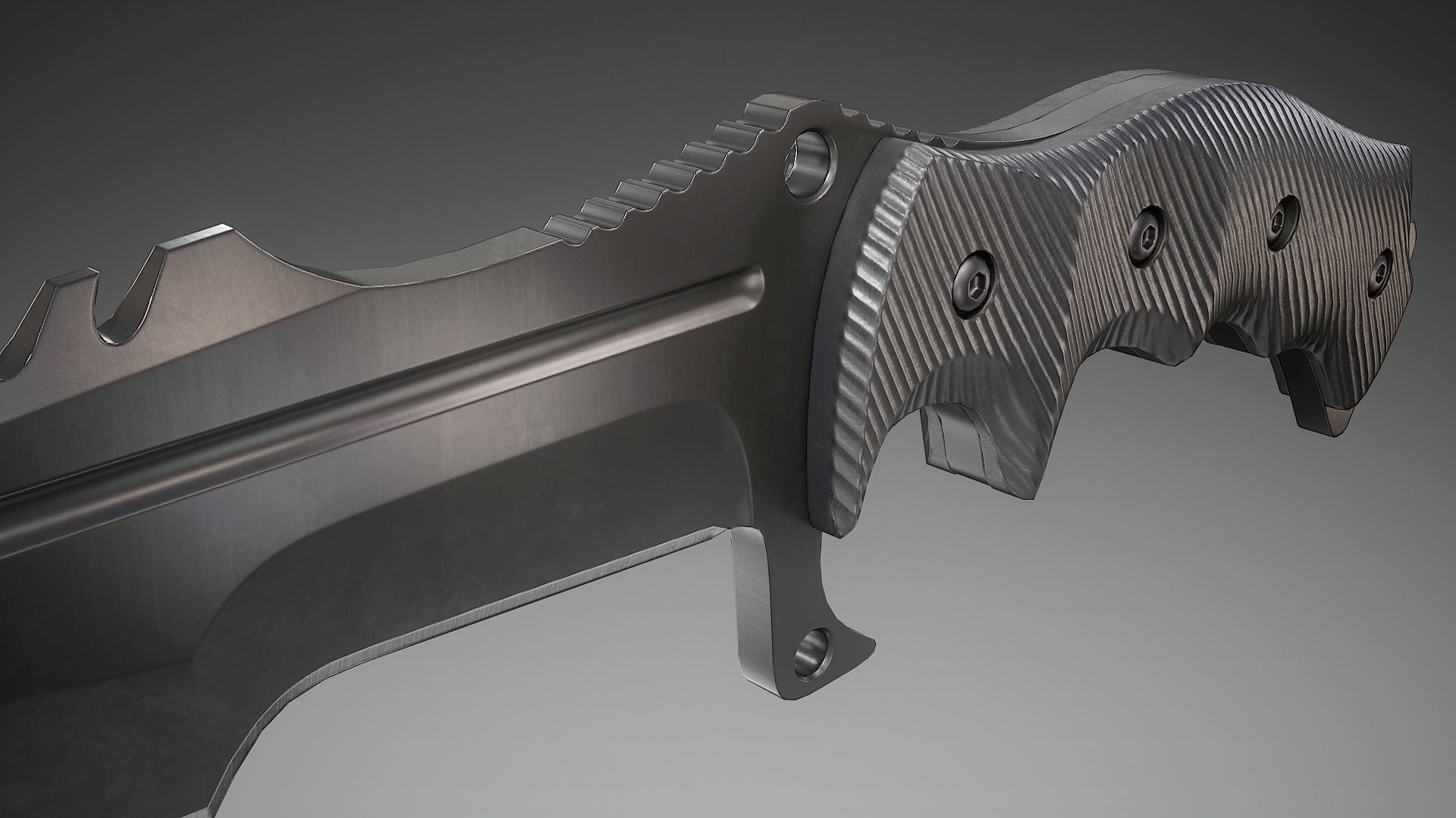 Tactical Combat Knife Low-poly 3D model_10