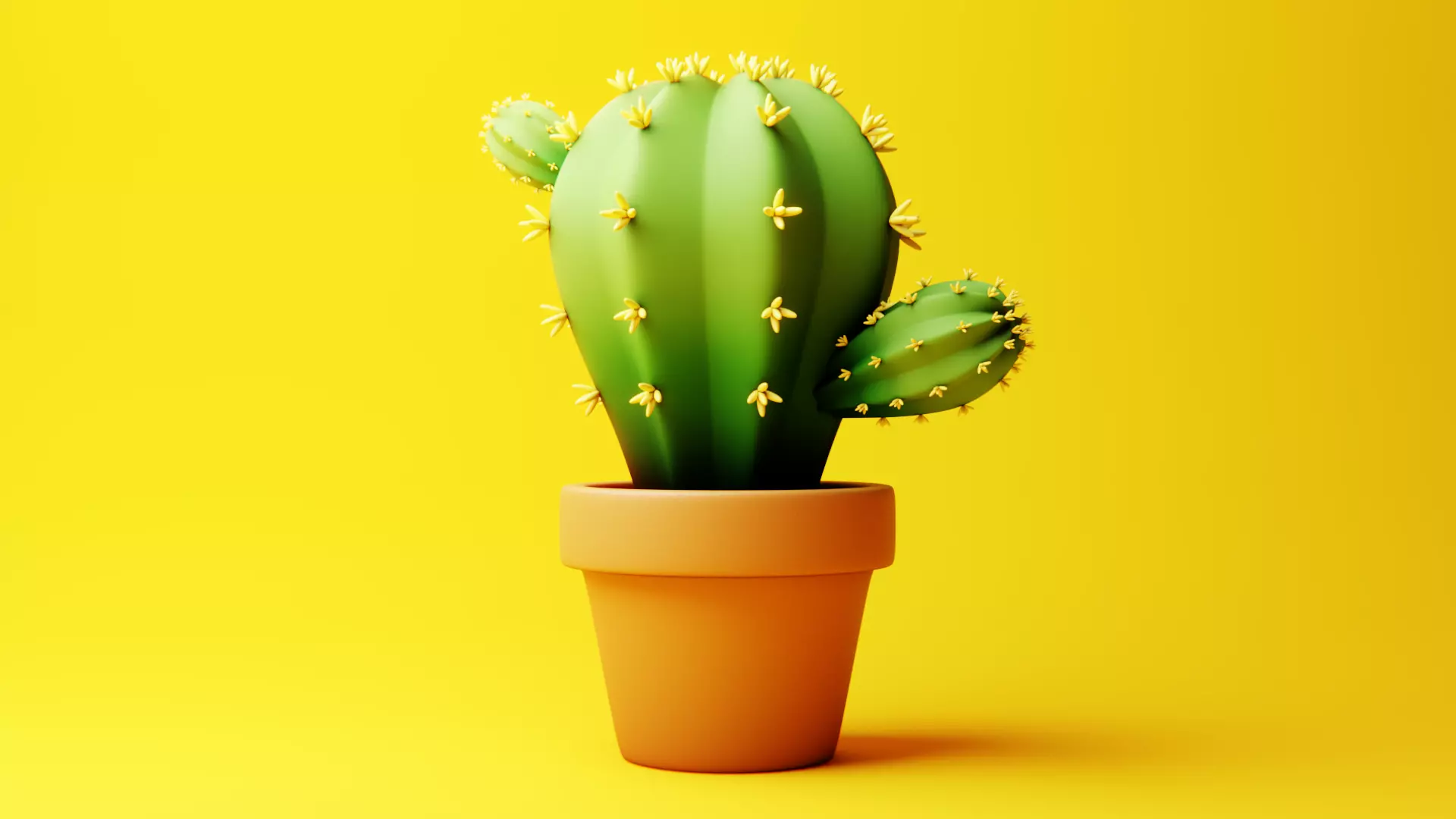 Stylized Potted Cactus - Low Poly Game and Print Asset 3D model_0