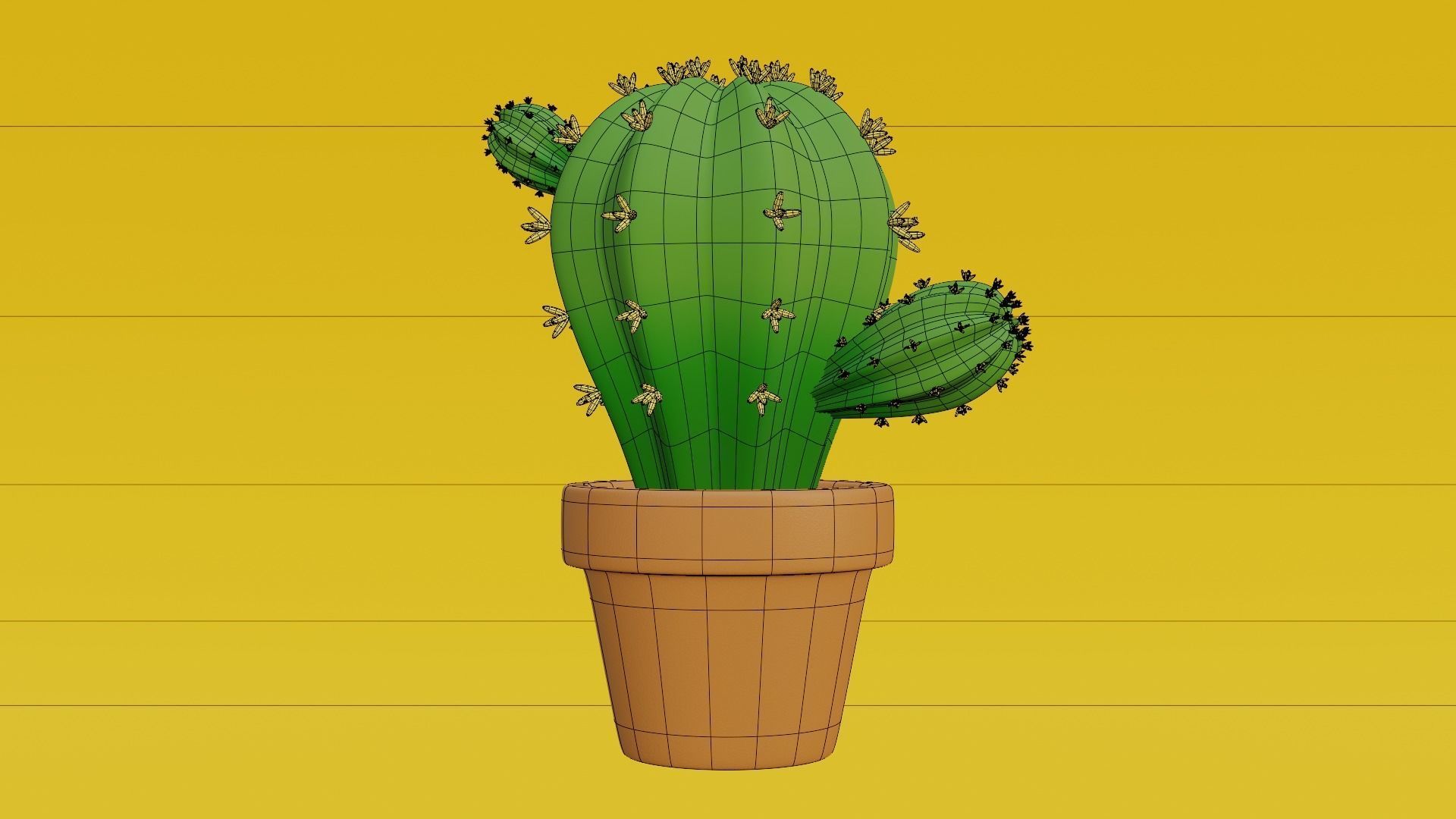 Stylized Potted Cactus - Low Poly Game and Print Asset 3D model_3