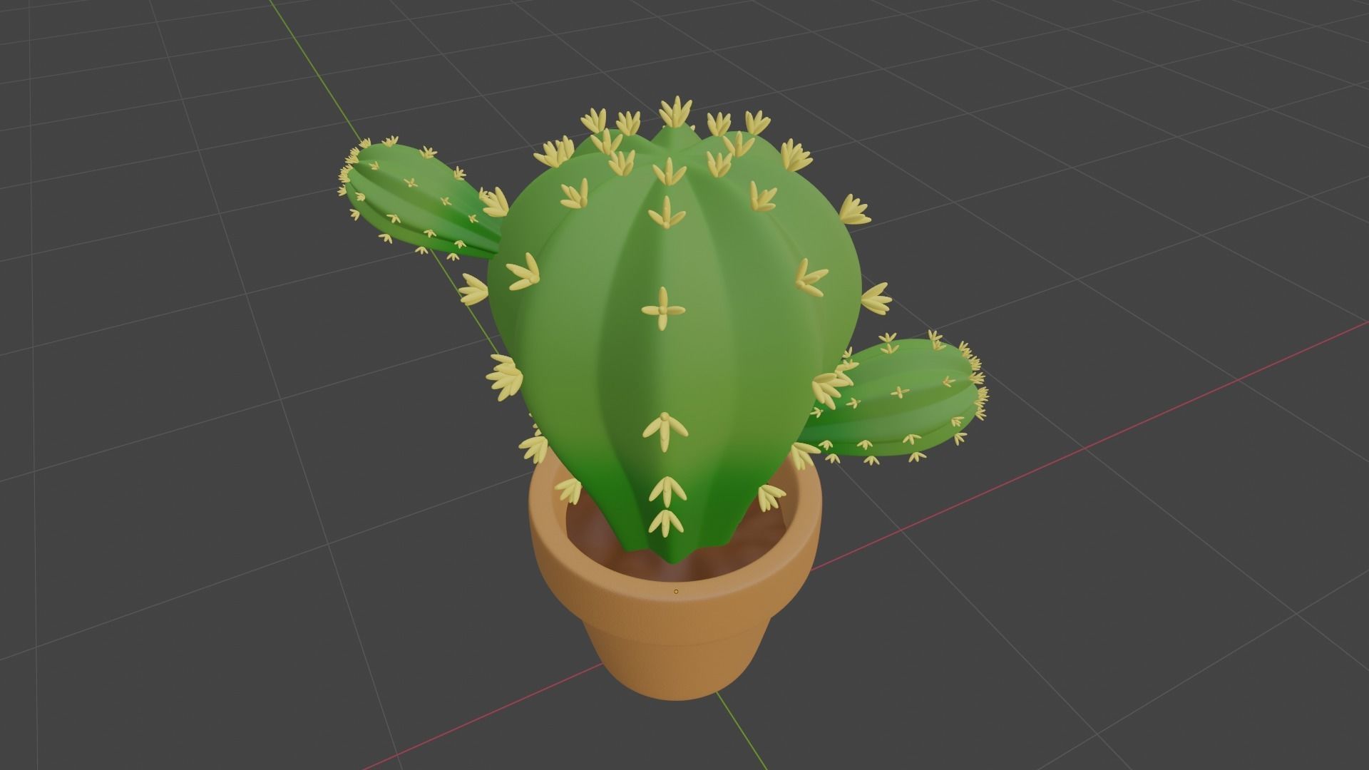Stylized Potted Cactus - Low Poly Game and Print Asset 3D model_8