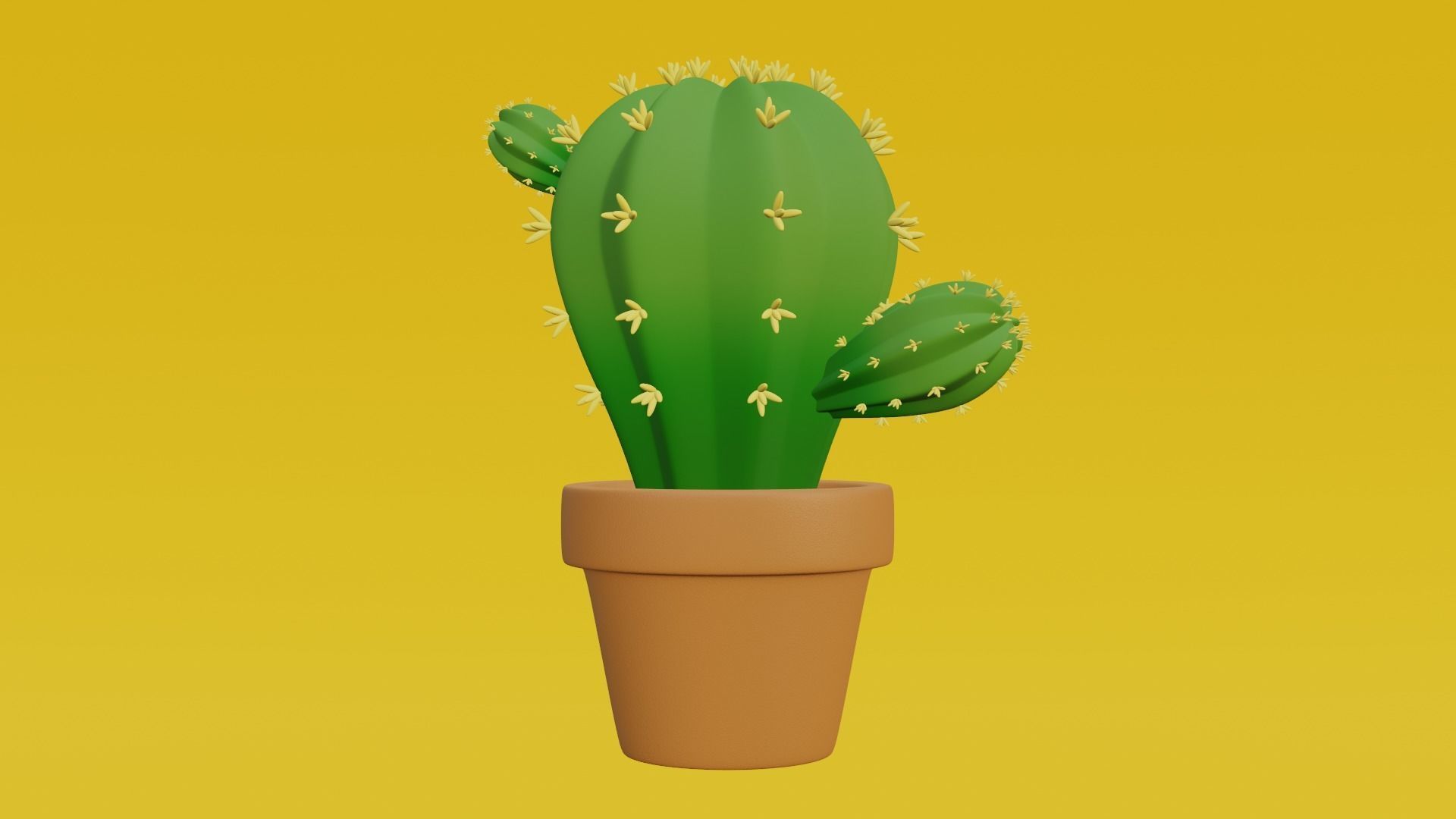 Stylized Potted Cactus - Low Poly Game and Print Asset 3D model_4