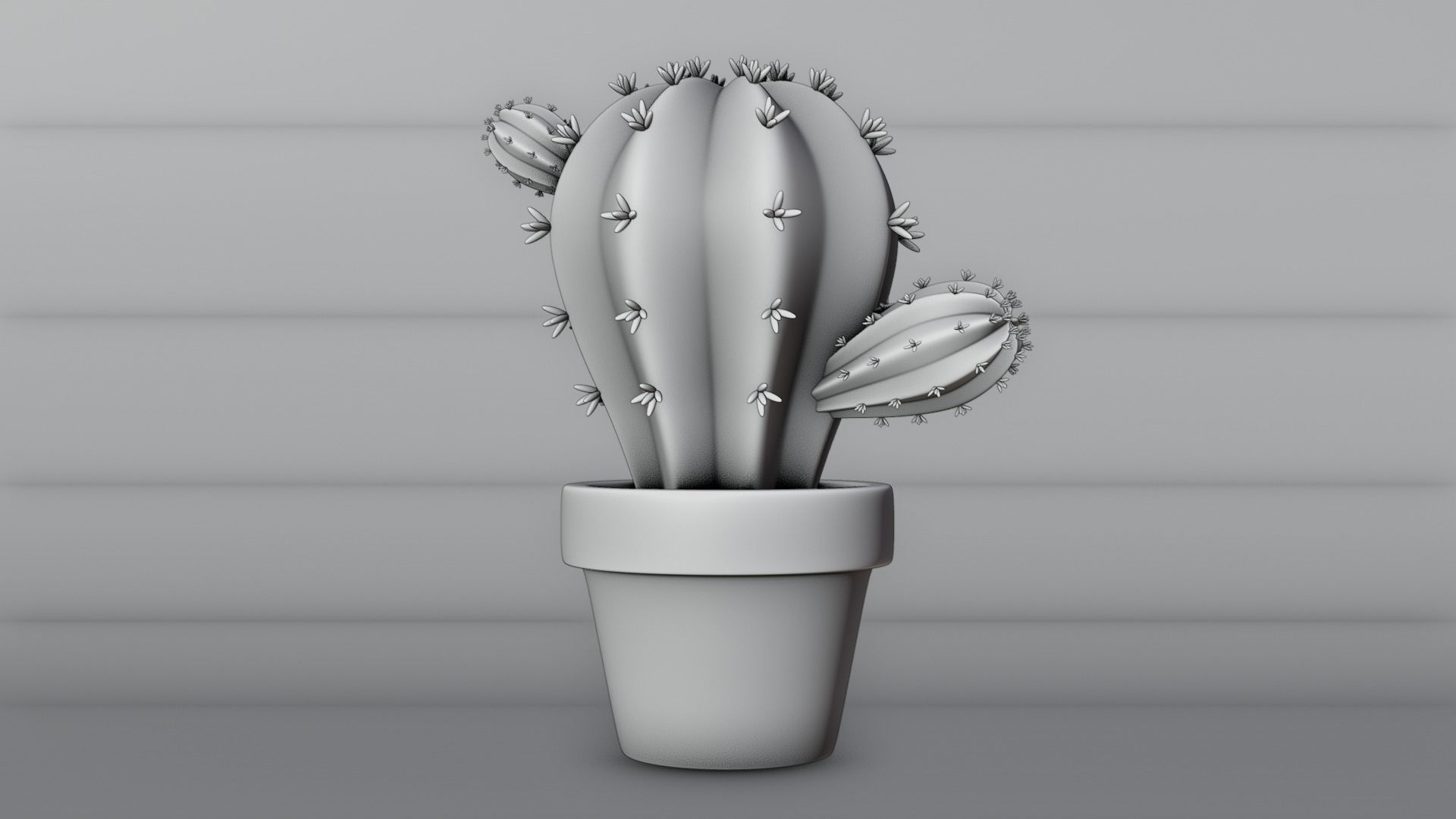 Stylized Potted Cactus - Low Poly Game and Print Asset 3D model_1