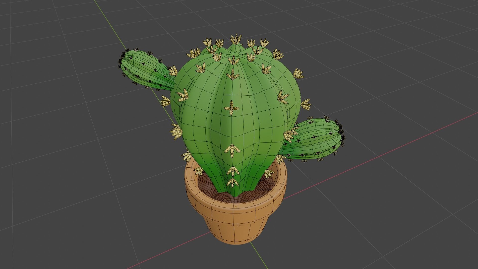 Stylized Potted Cactus - Low Poly Game and Print Asset 3D model_7