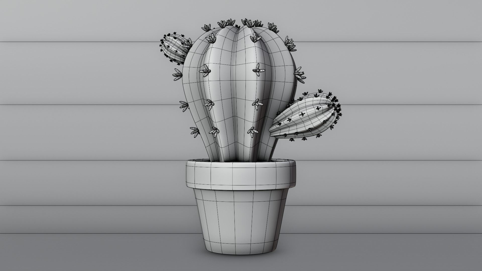 Stylized Potted Cactus - Low Poly Game and Print Asset 3D model_2