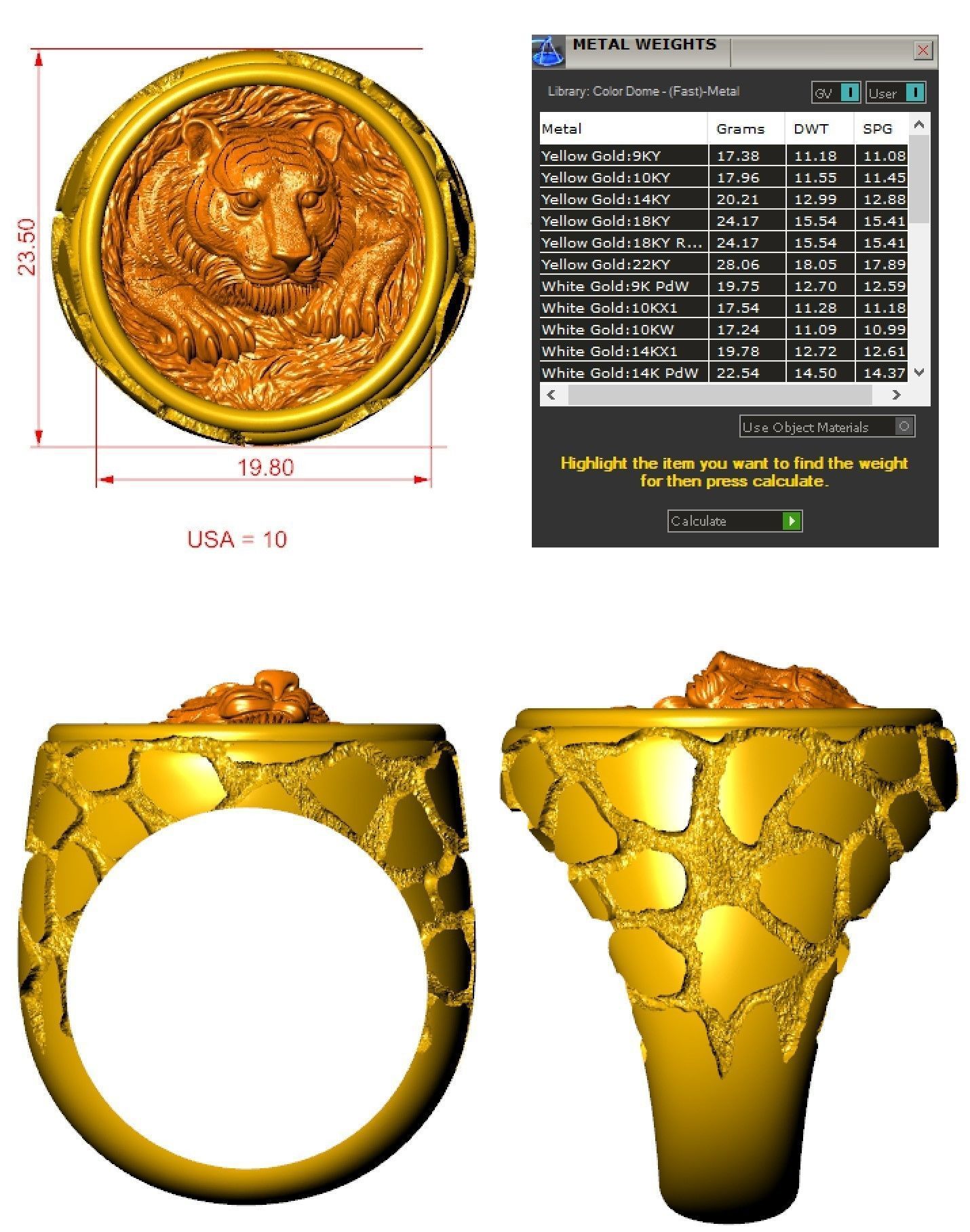 Tiger Ring 3D print model_3