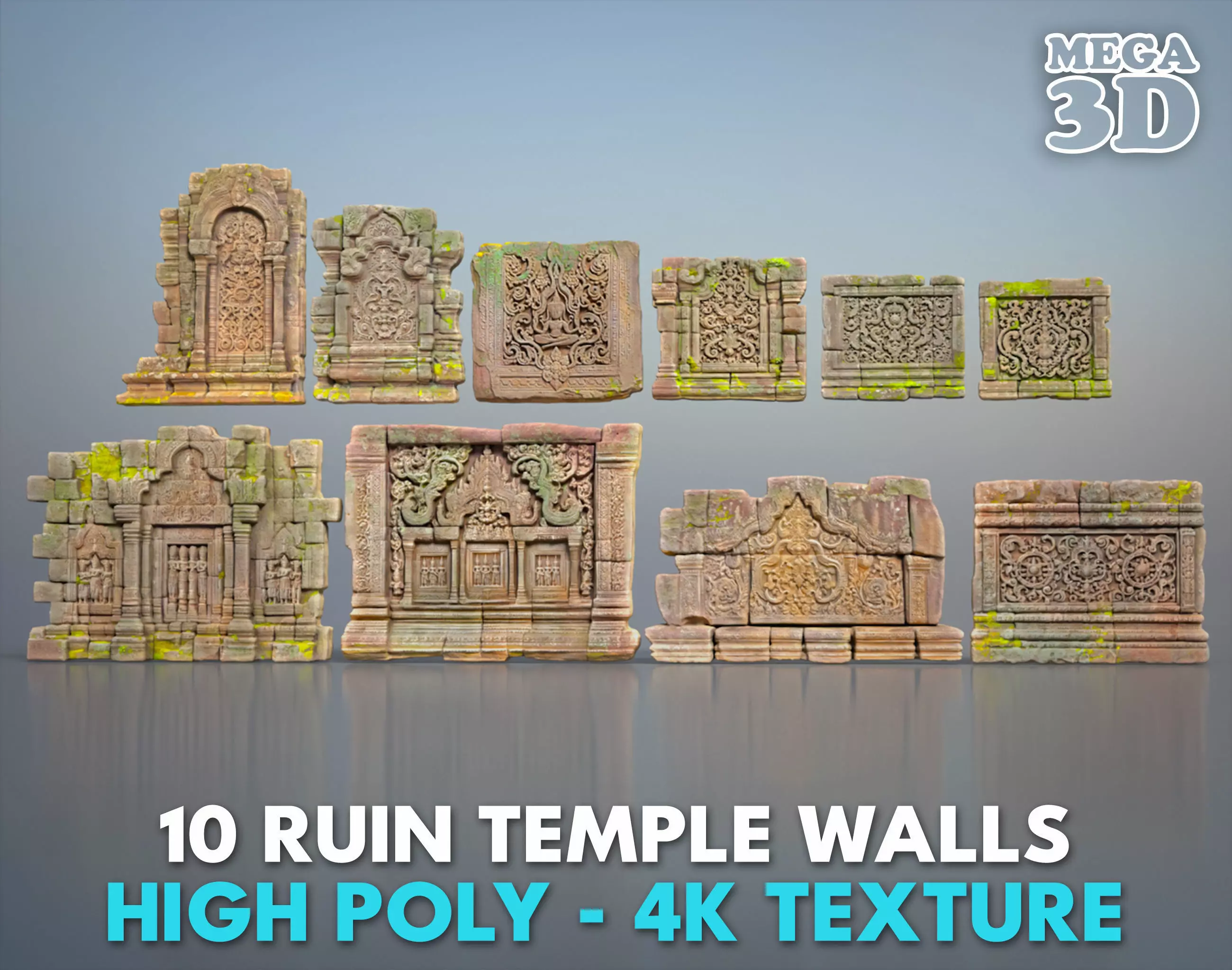 High poly  ruin Temple Walls - 240705 3D model_0