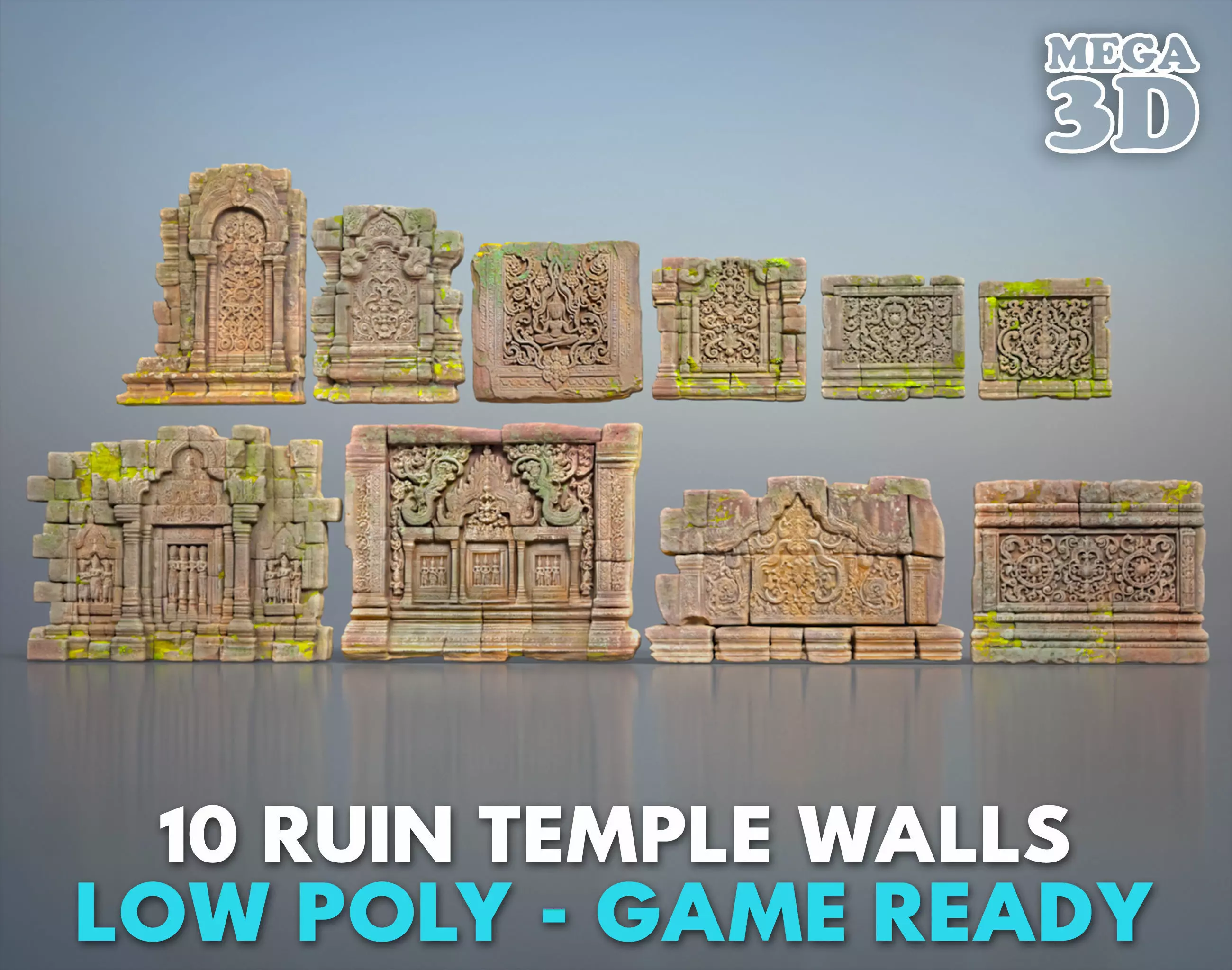 Low poly ruin Temple Walls - 240705 Low-poly 3D model_0