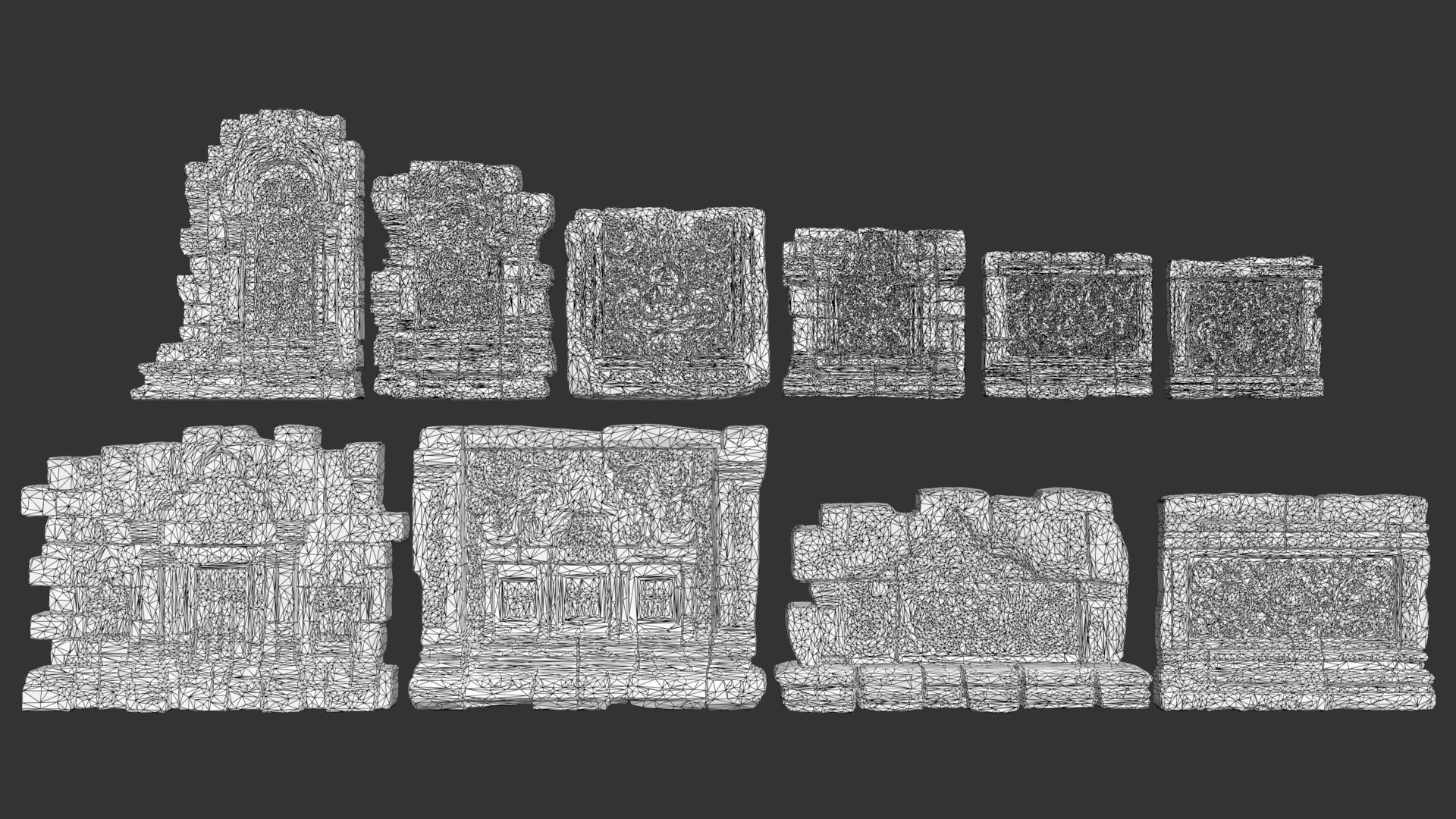 Low poly ruin Temple Walls - 240705 Low-poly 3D model_12
